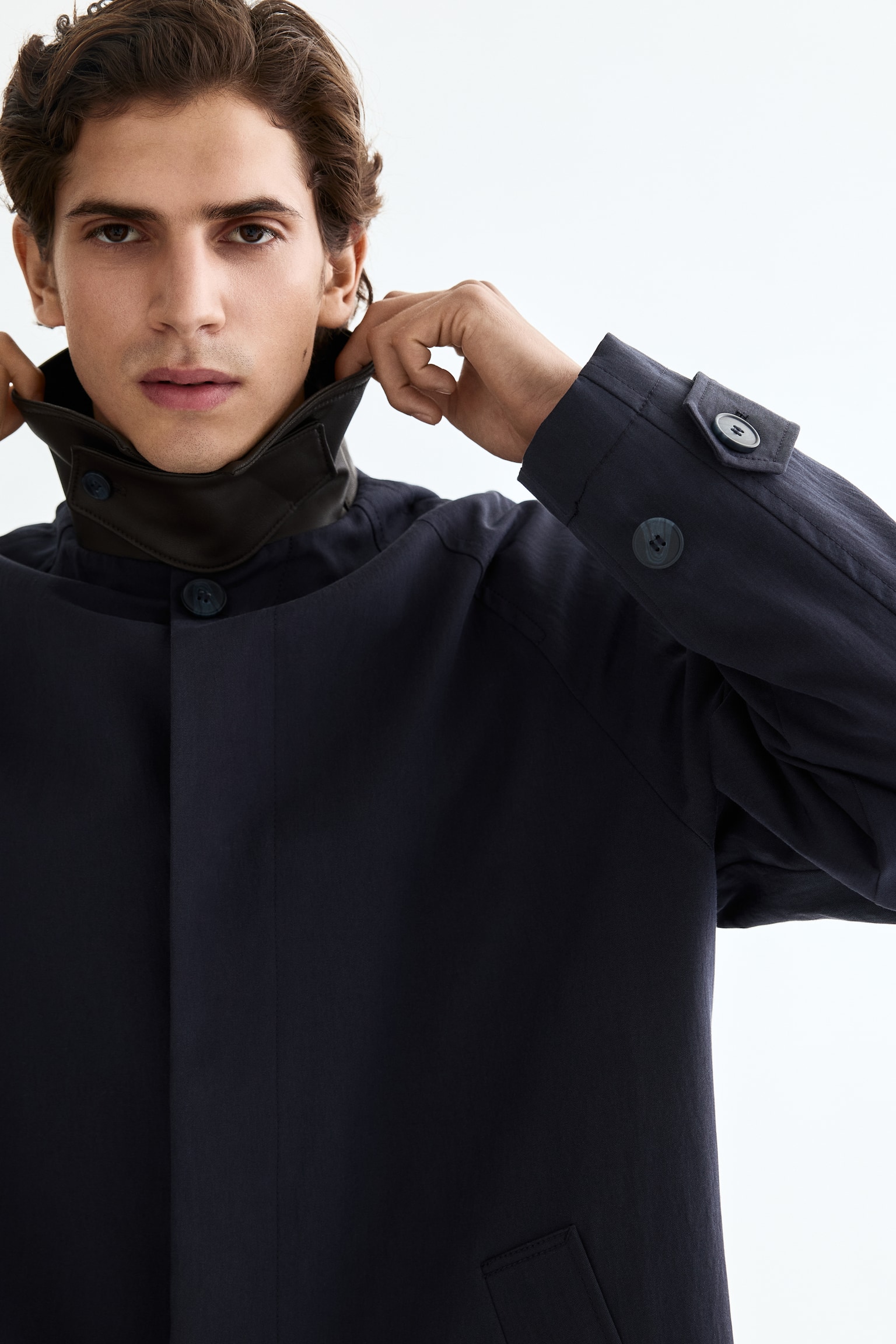 Mac-style coat - Navy blue/Beige - 6