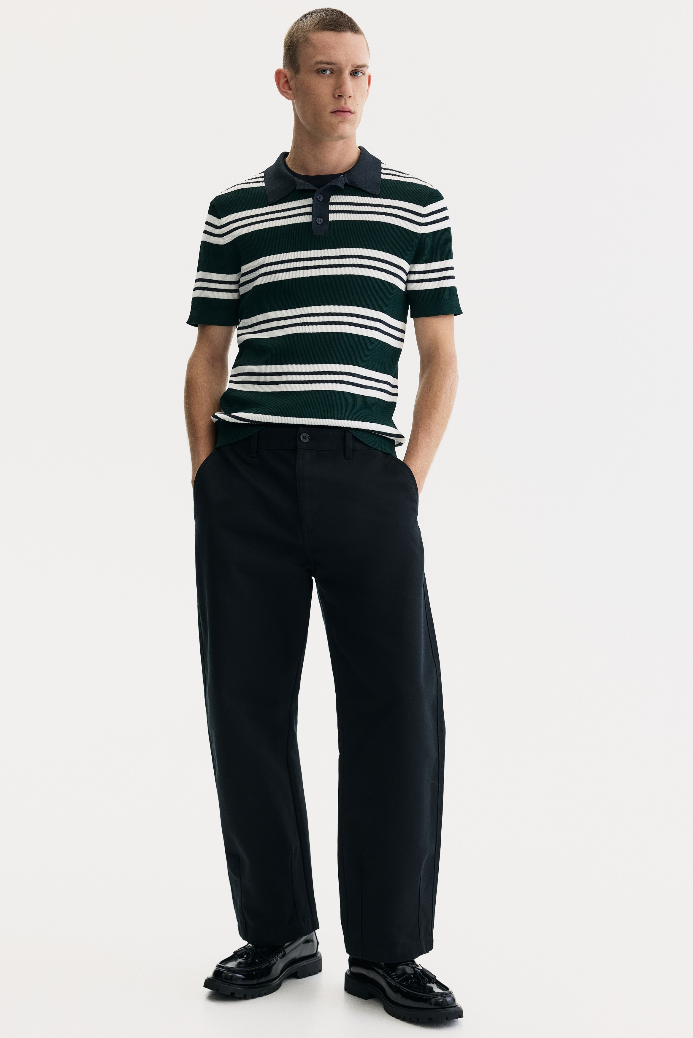 Playera polo Slim Fit - Verde oscuro/Rayado/Azul claro/Franjas