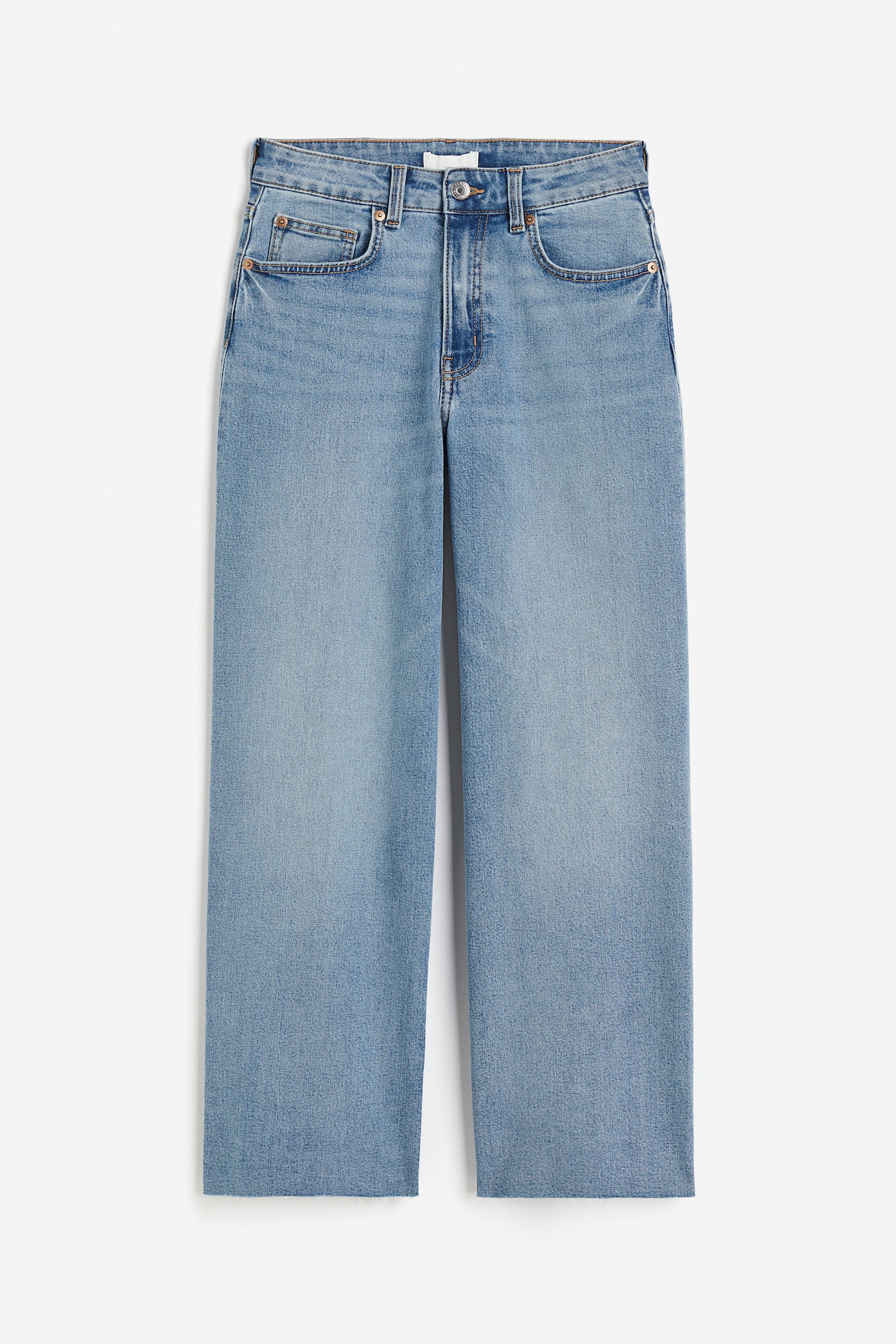 Wide High Ankle Jeans - Light denim blue/Denim blue/White/Dark denim grey - 2