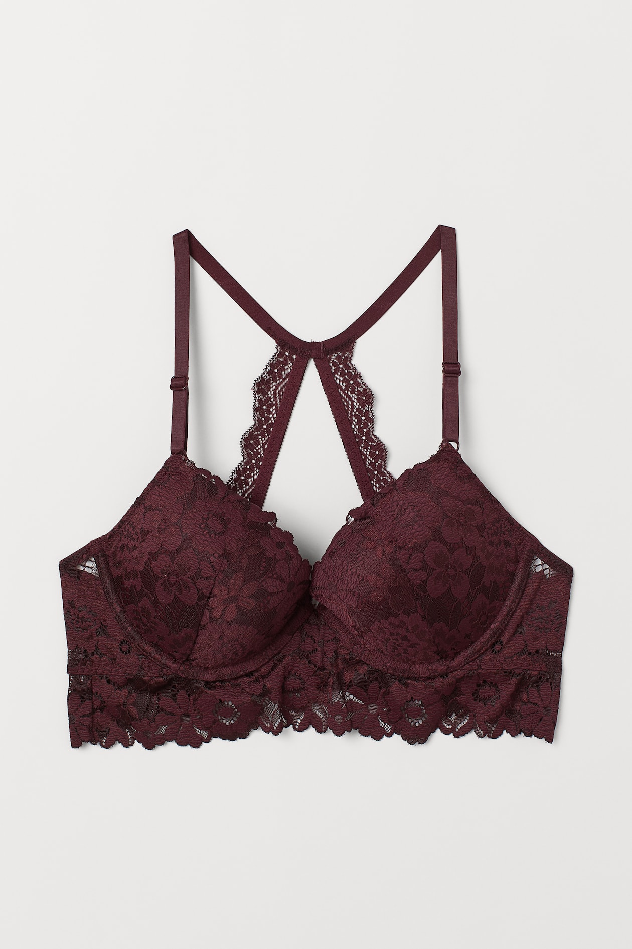 Push-up bra with lace - Burgundy - Ladies | H&M GB