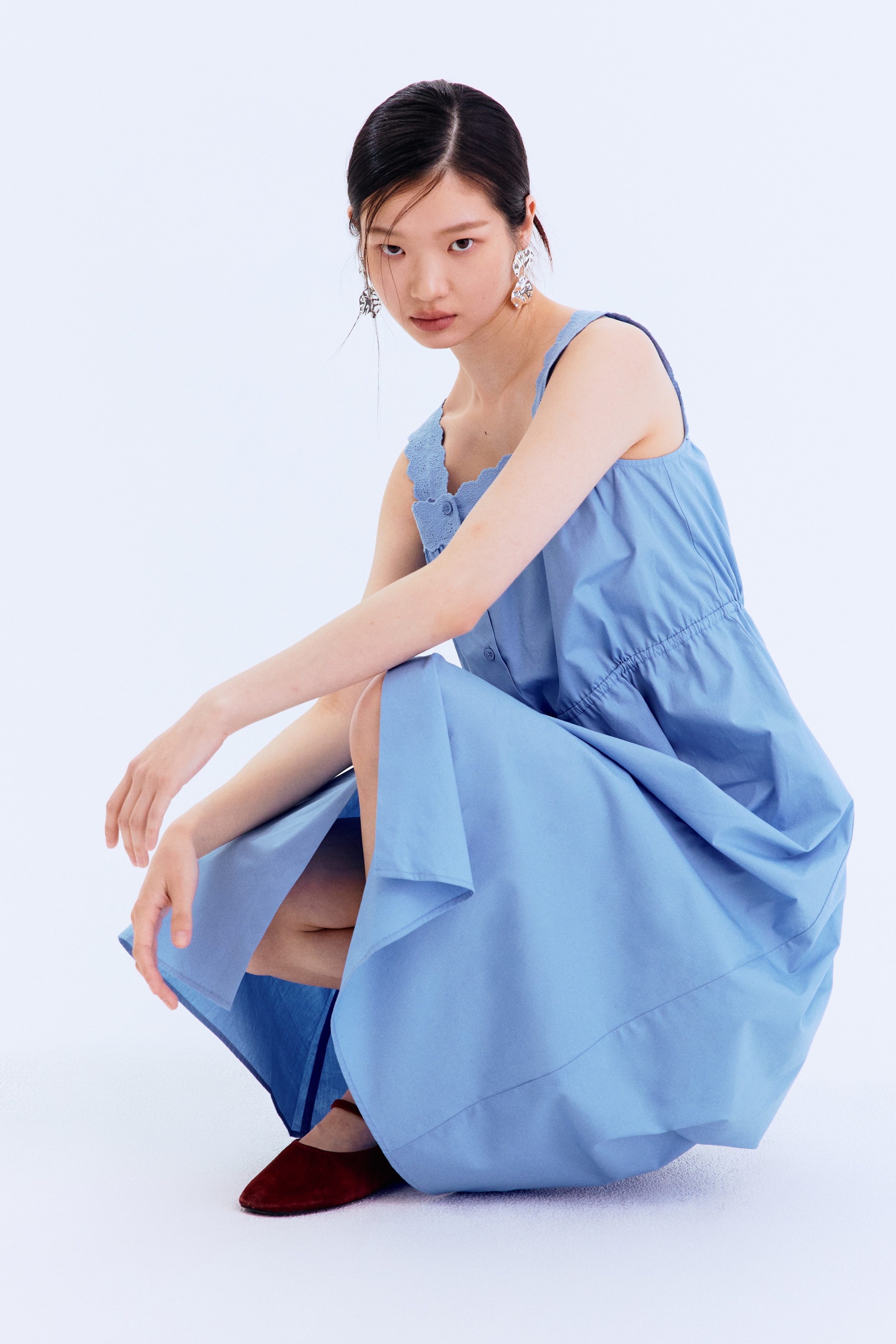 blue short prom dresses Blue Satin Midi Dress main image 1