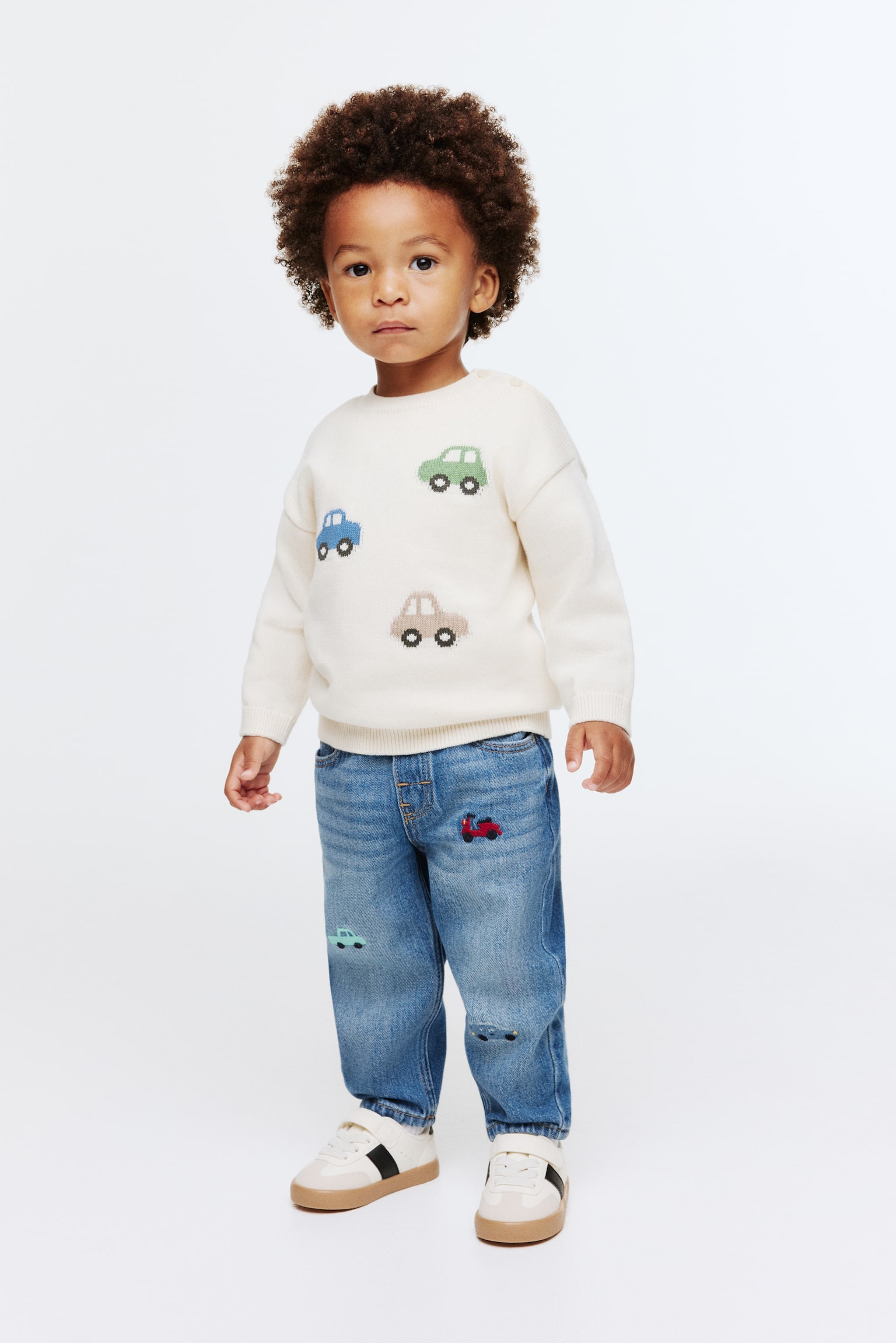 Embroidery-Motif Jeans - Denim blue/Cars - 3