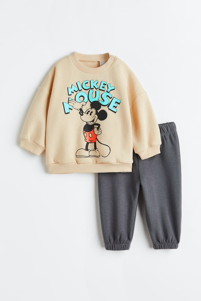 2-piece sweatshirt set - Light beige/Mickey Mouse