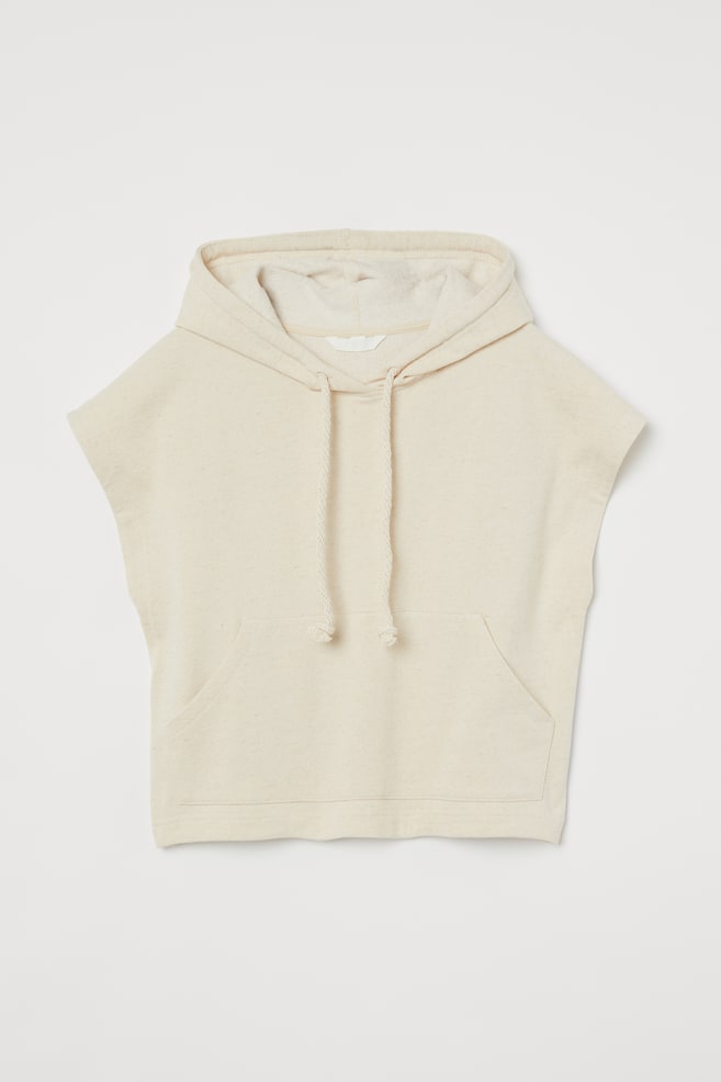 Short-sleeved hoodie - Natural white - 1