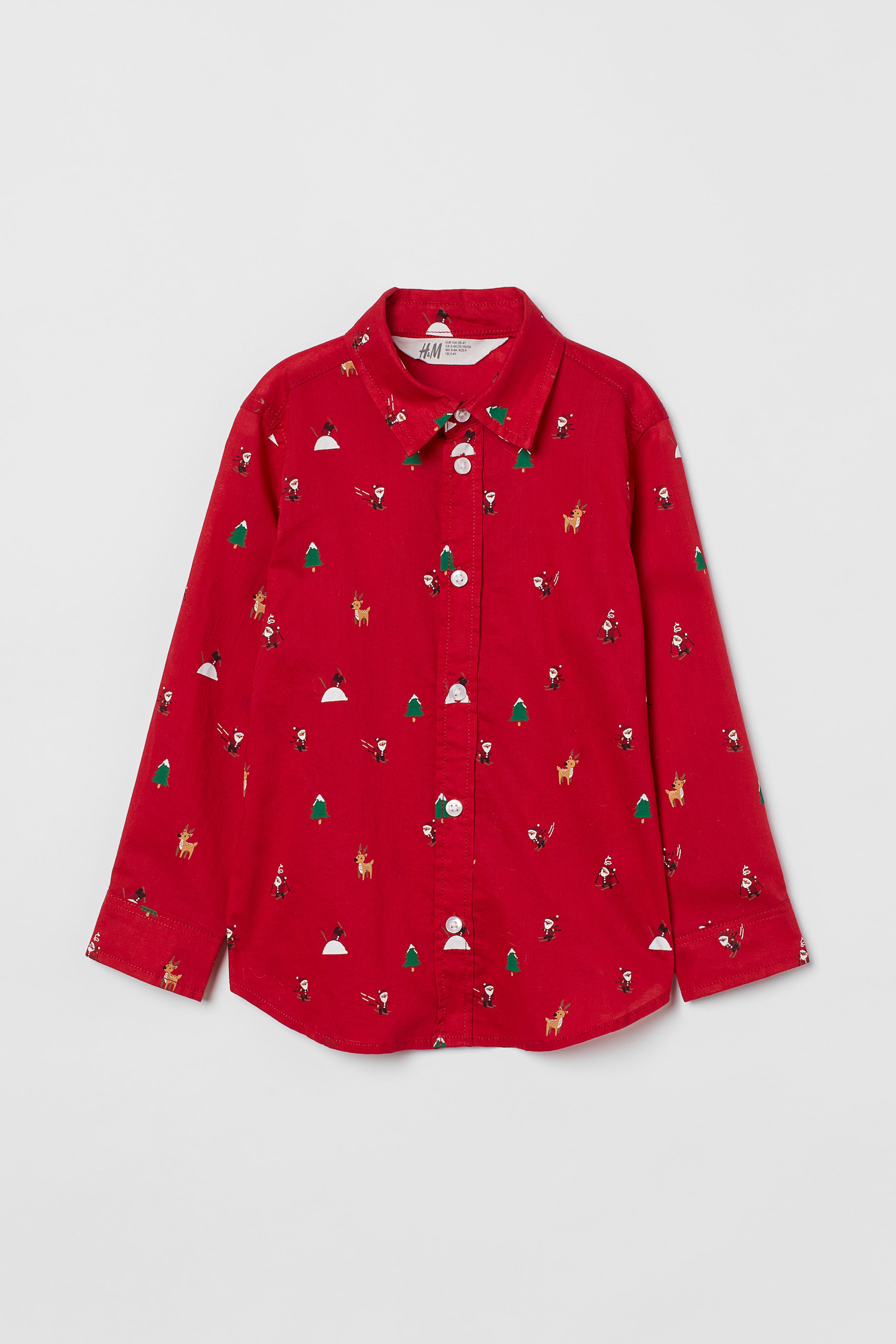 View larger image: Patterned cotton shirt - Red/Christmas motif - Kids | H&M IE 1