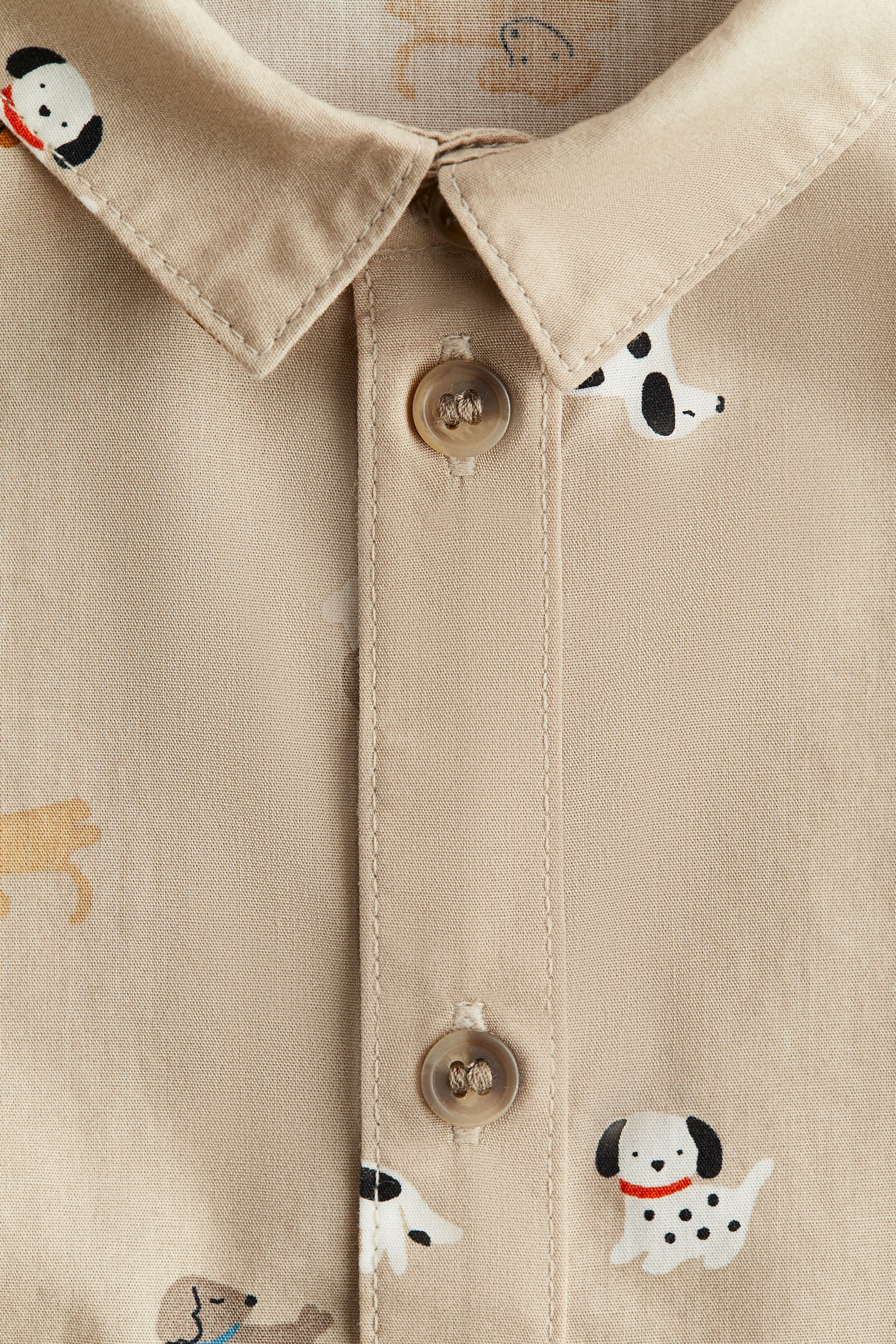 Camisa en popelina de algodón - Beige/Perros/Blanco/Azul claro/Rayas blancas - 2