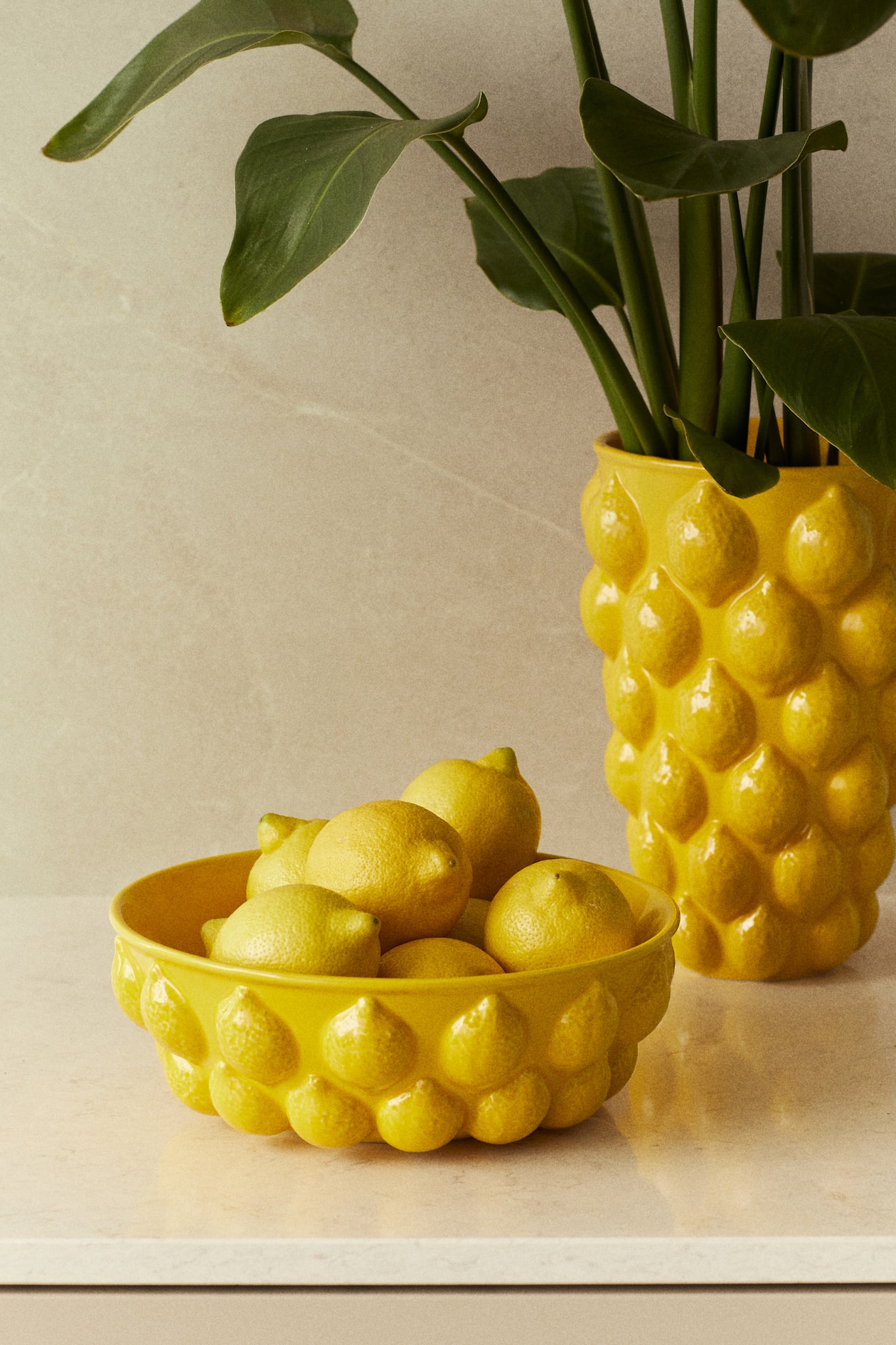 Large Lemon Stoneware Bowl - Yellow