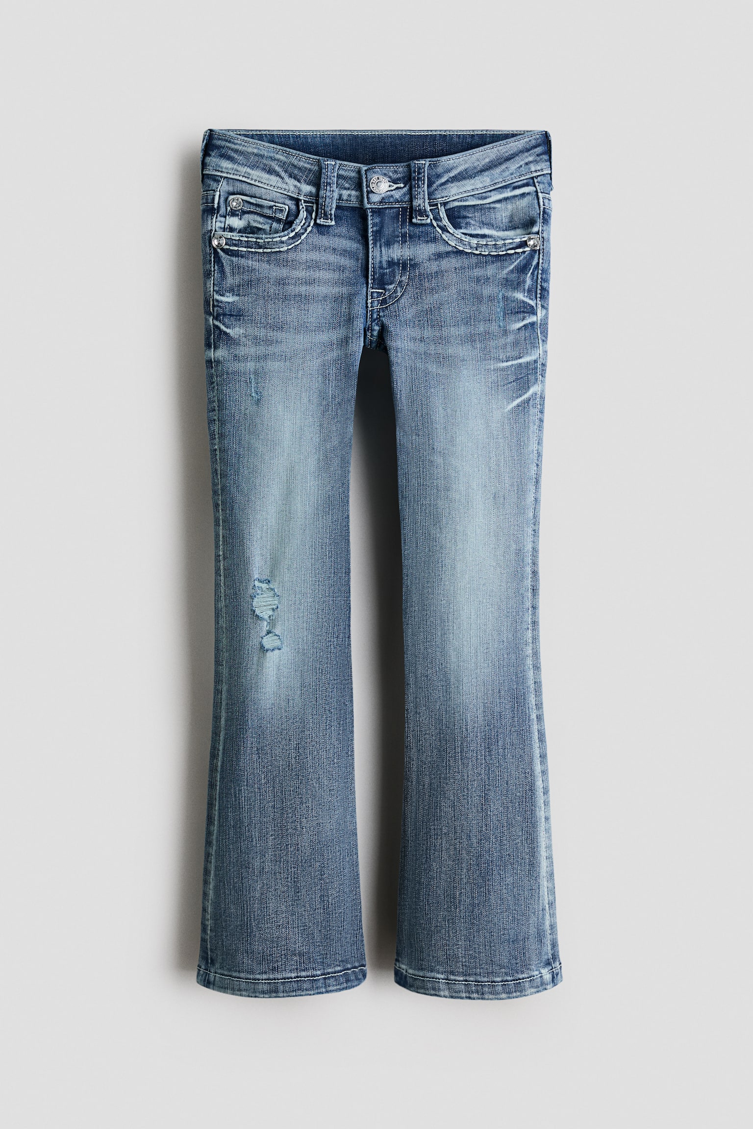 Skinny Fit Bootcut Low Jeans - Denimblau/Denimschwarz/Denimgrau/Denimblau