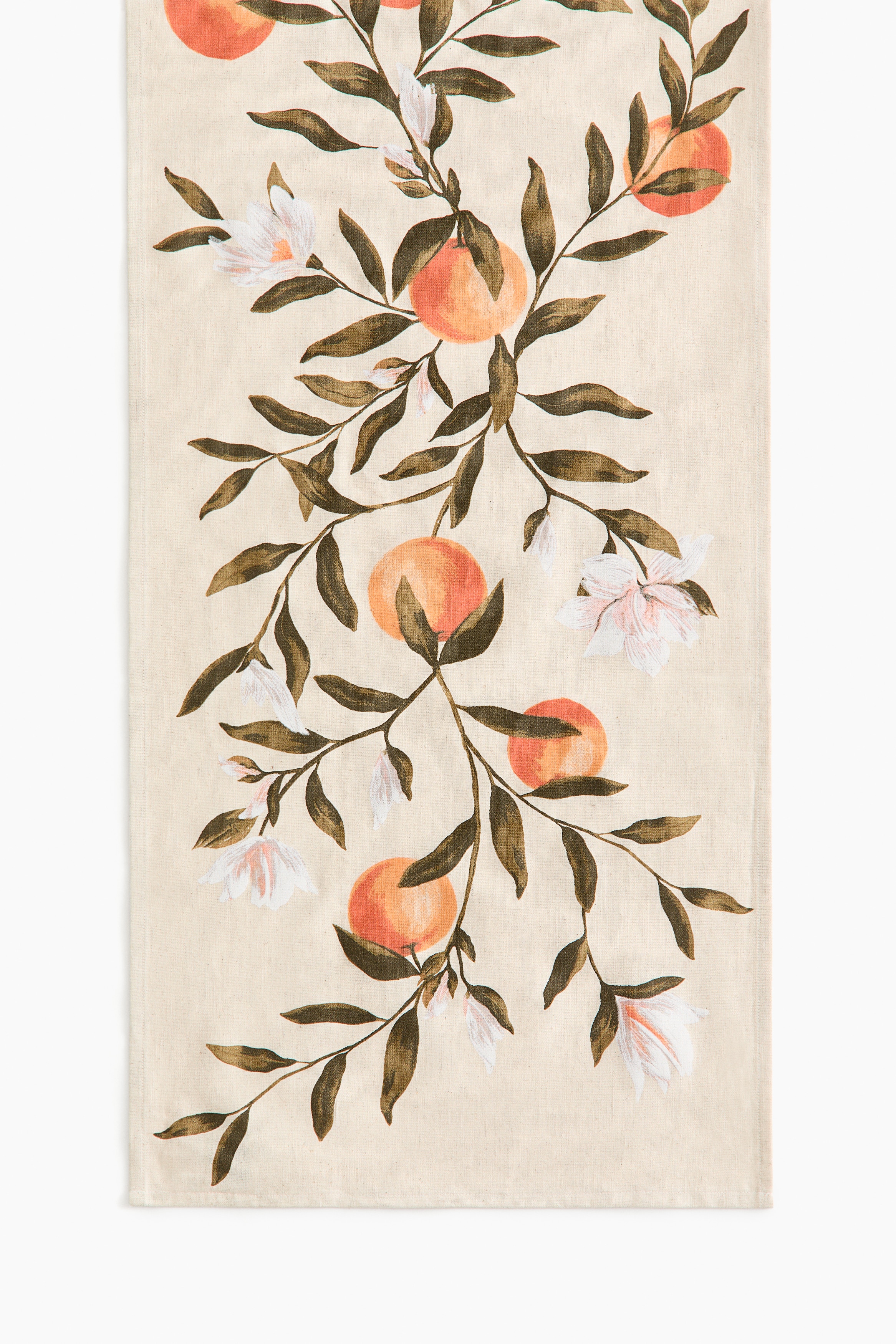 Chemin de table à motif en lin mélangé - Beige clair/oranges