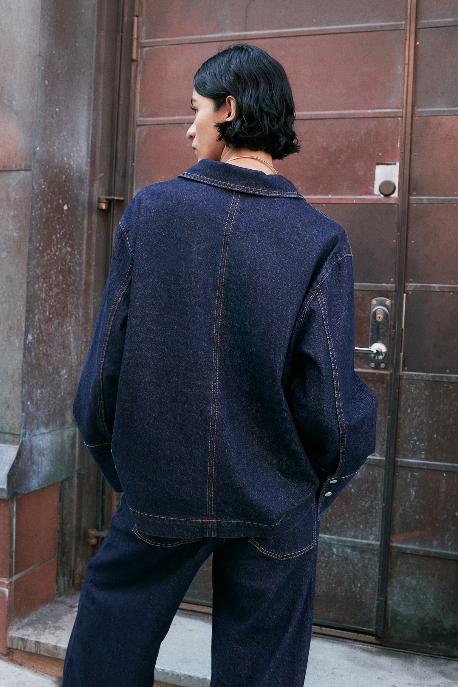 Denim popover shirt - Dark denim blue - 3