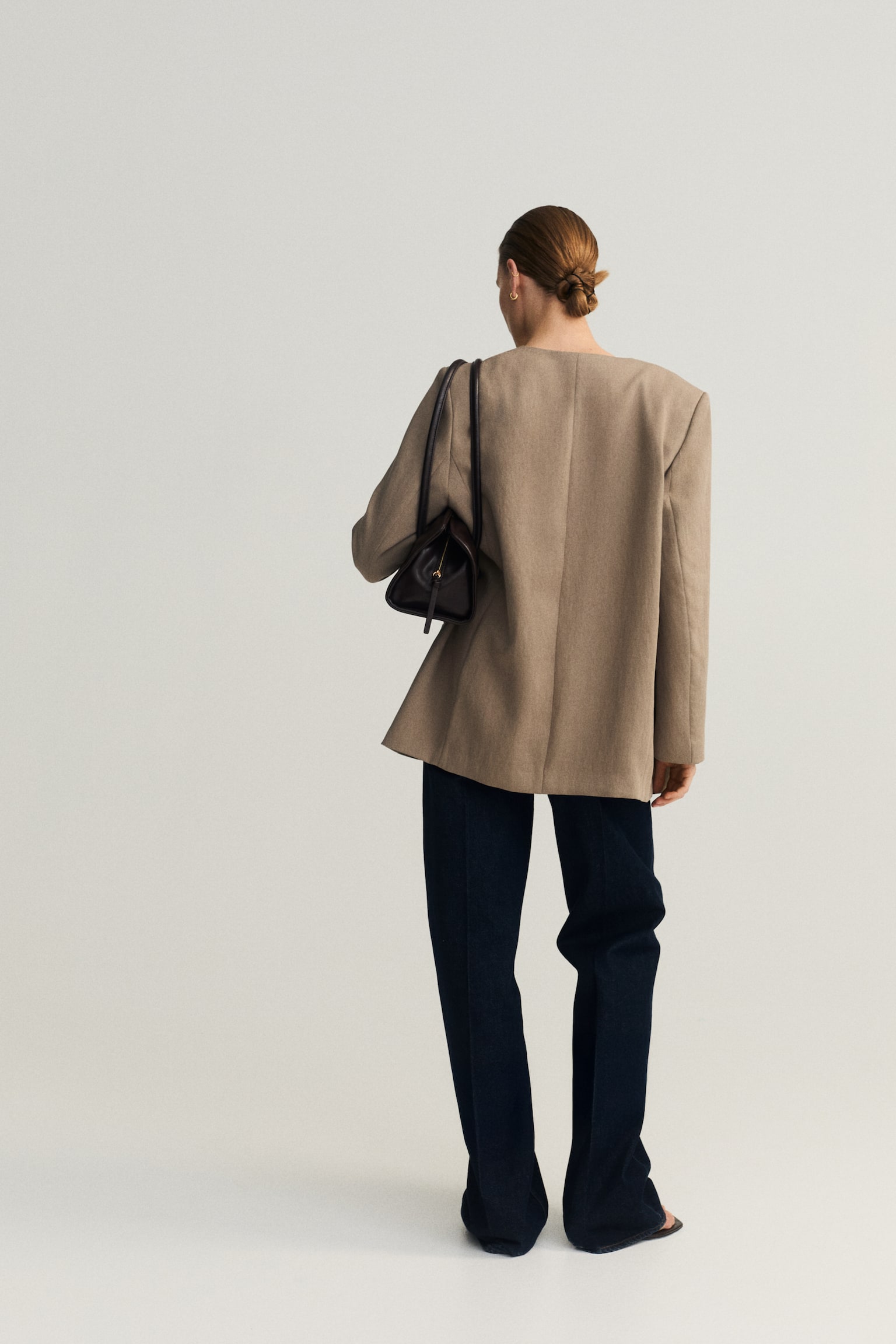 Blazer senza colletto - Beige/Nero - 6