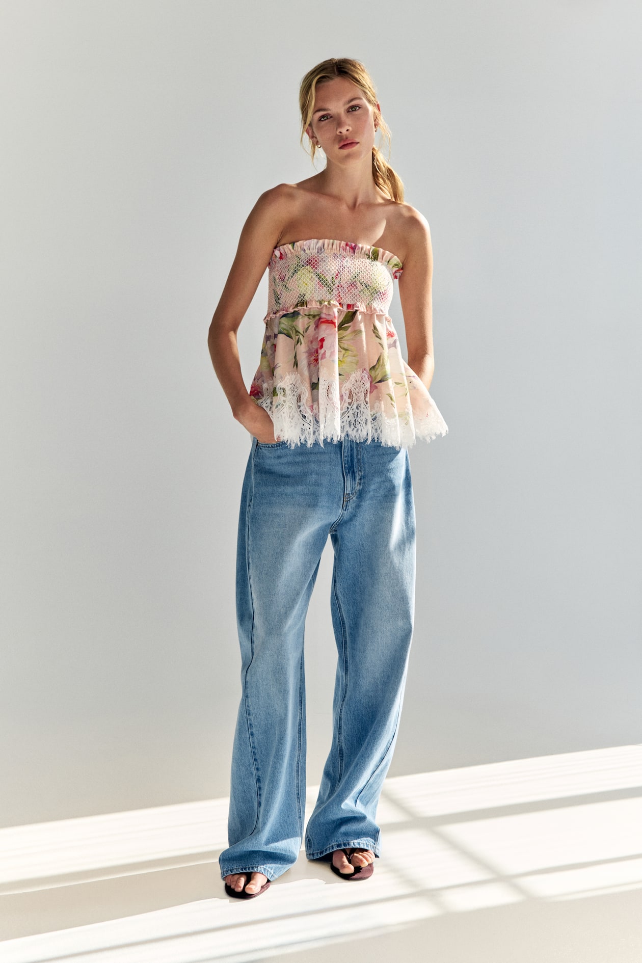 Linen-Blend Bandeau Top - image 5
