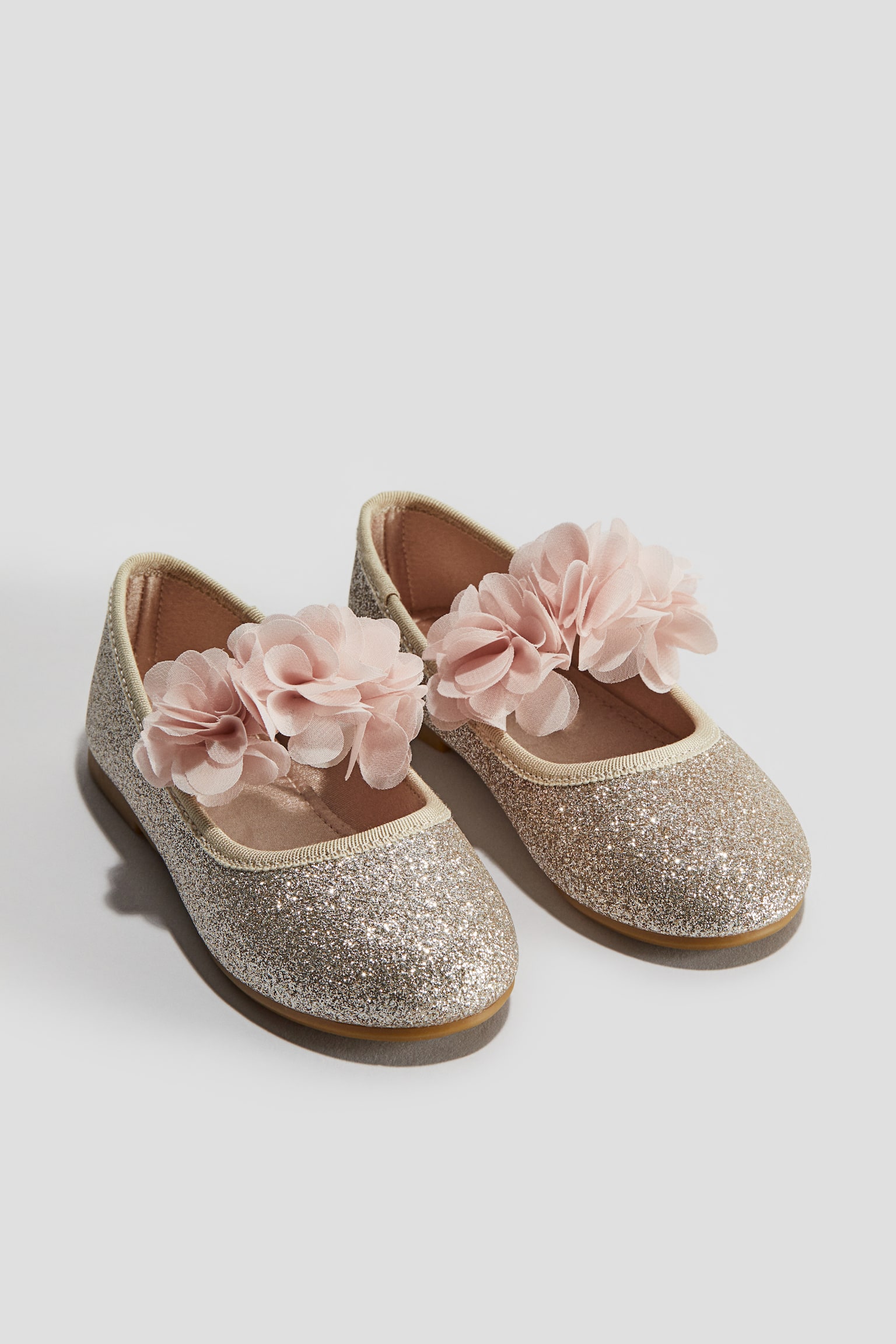 Appliquéd ballet pumps - Gold-coloured/Light pink/Unicorn/Pink/Light pink/Glittery - 1