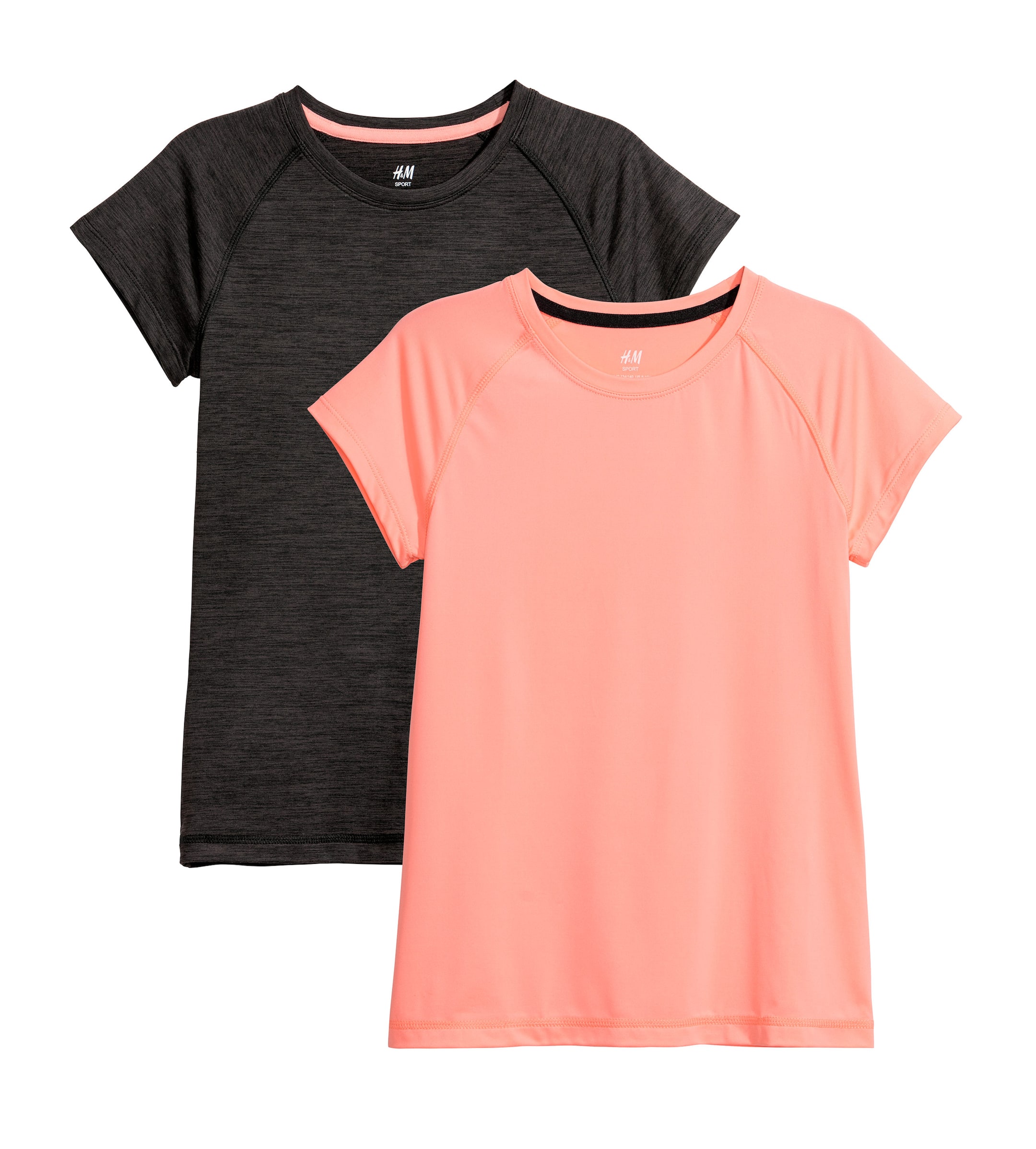View larger image: 2-pack Sports Tops - Coral pink/black melange - Kids | H&M CA 1