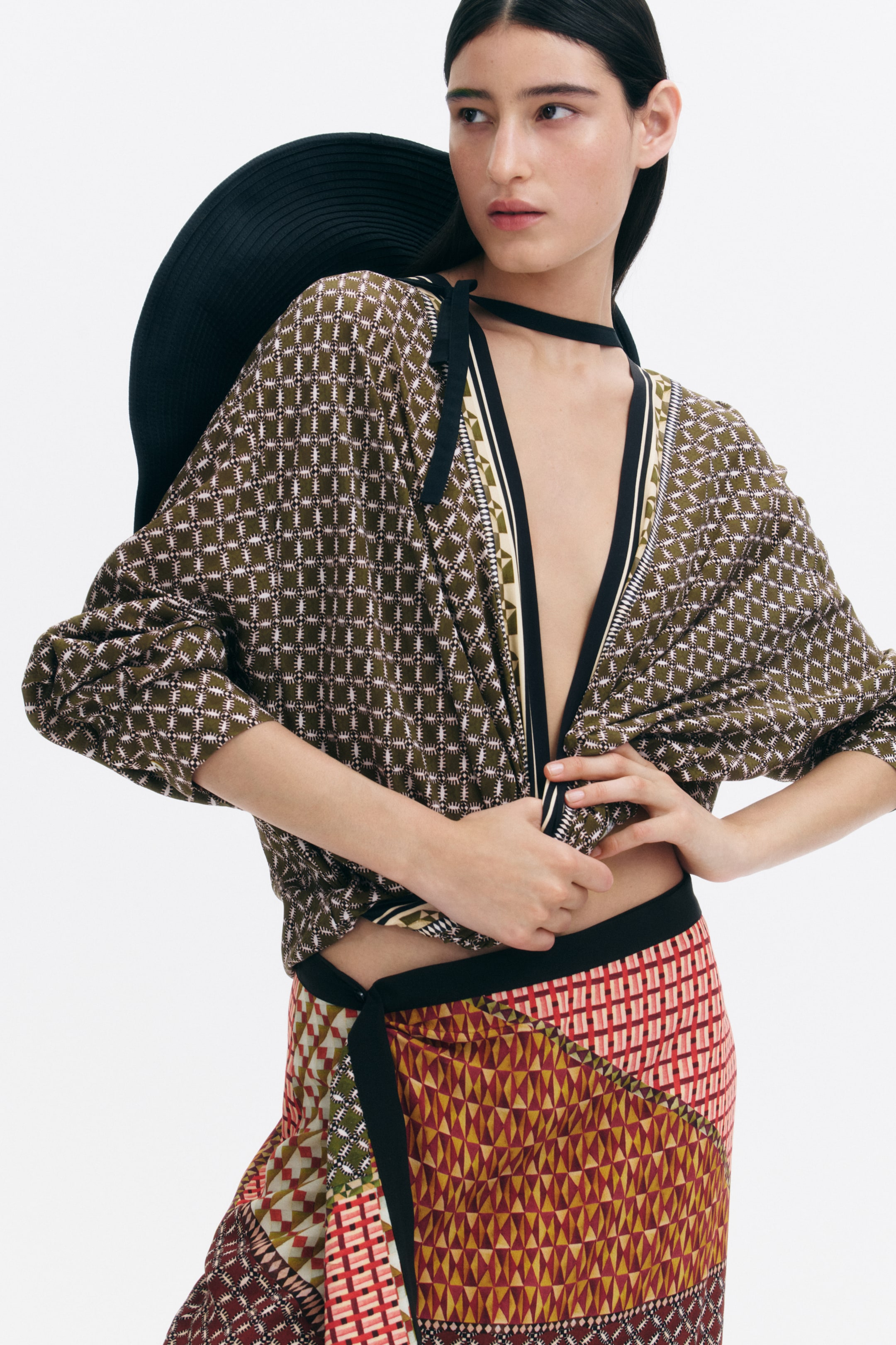Draped-Panel Wrap Skirt