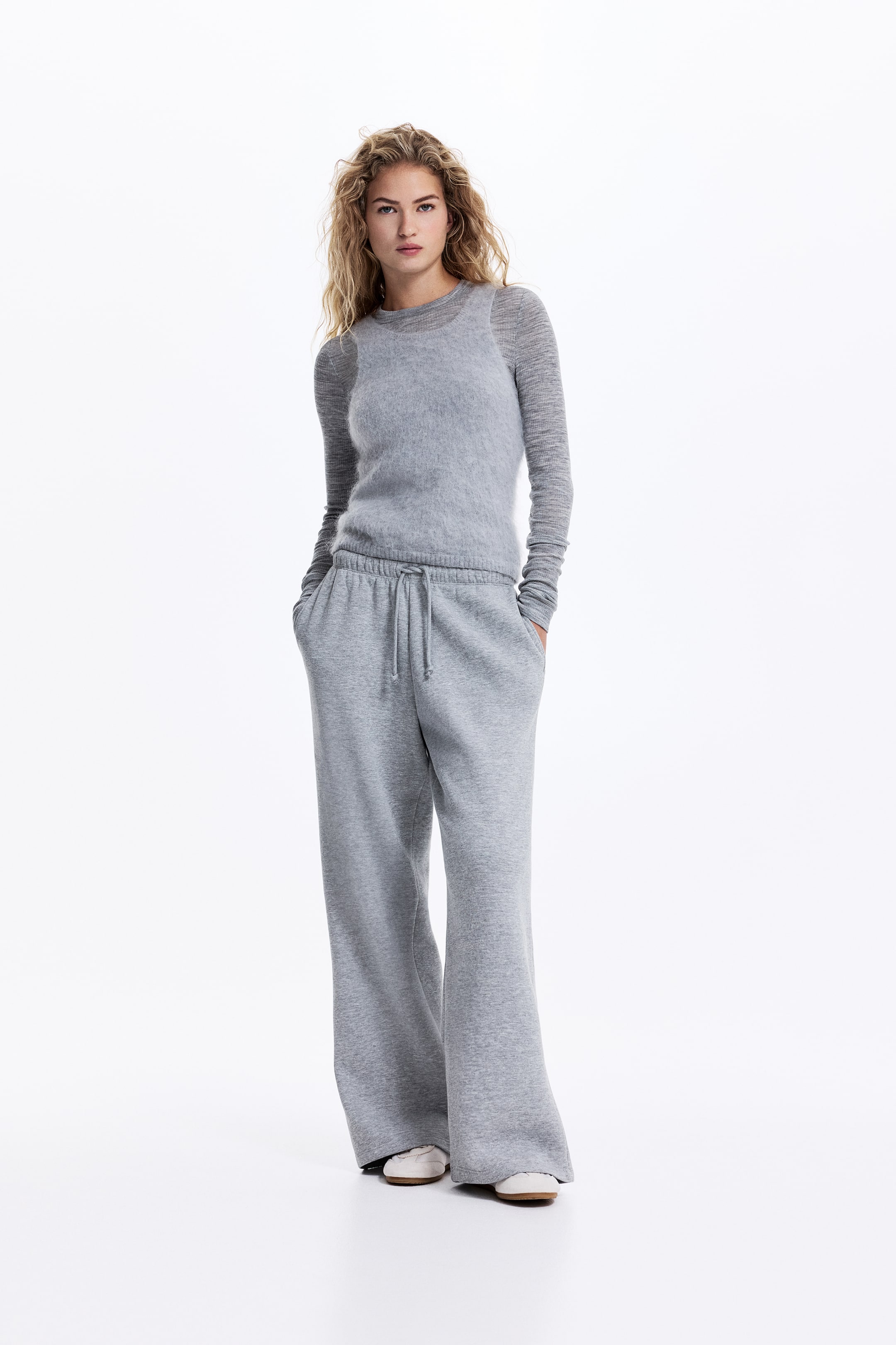 View larger image: Wide-leg Joggers - Gray melange - Ladies | H&M US 2