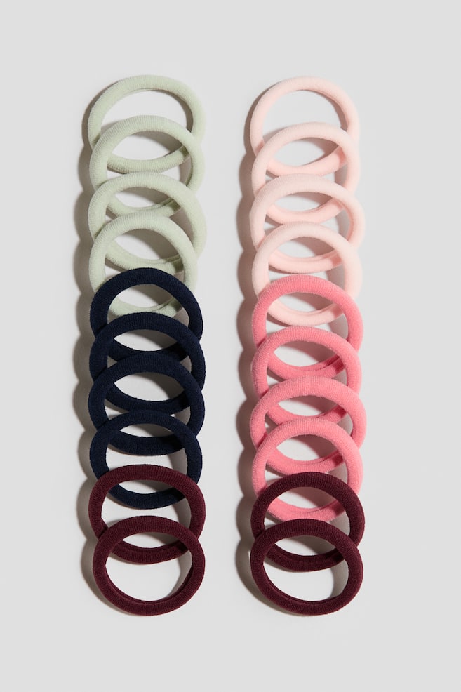 20-pack hair elastics - Light pink/Light dusty green - 1