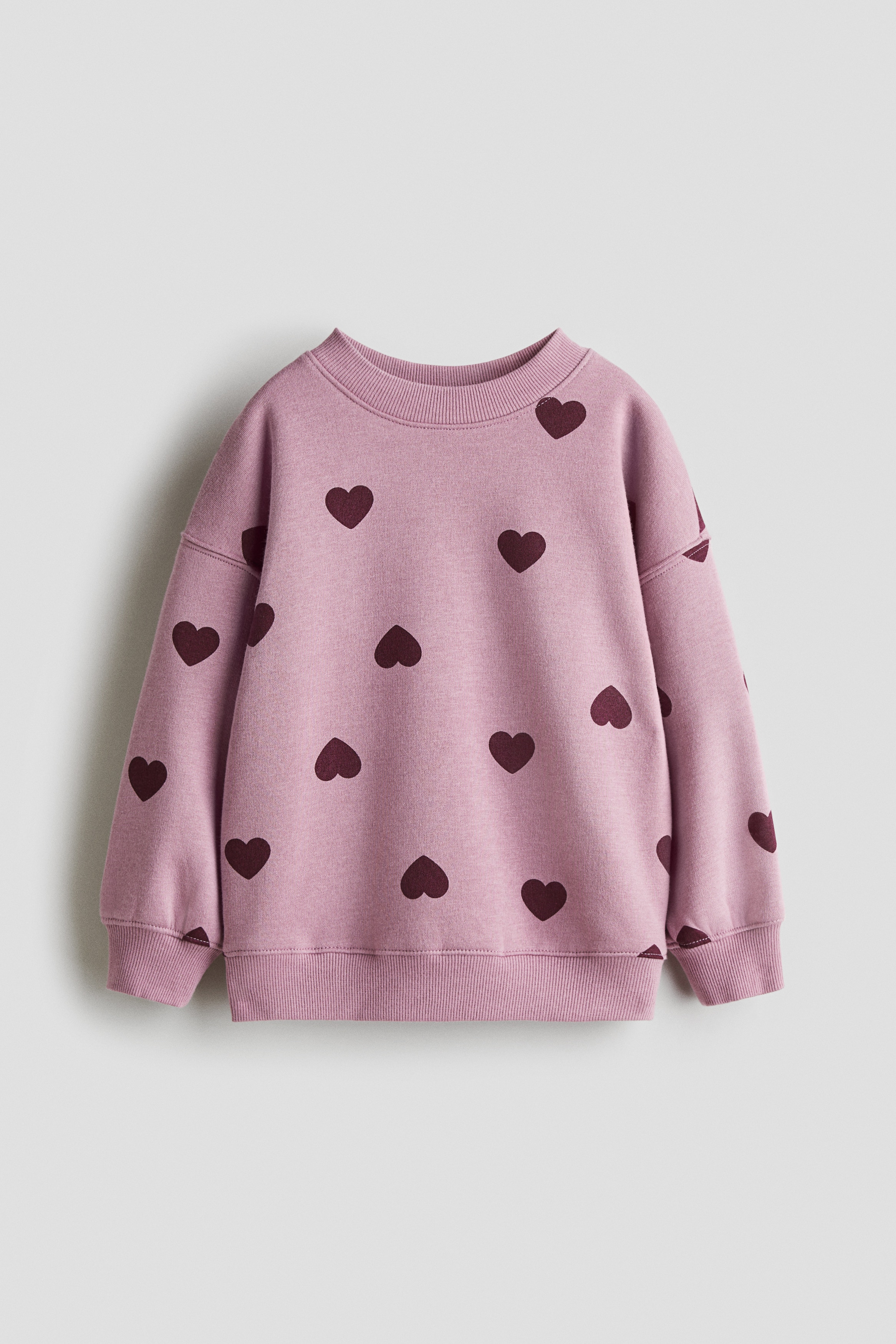 Oversized Brushed-Inside Sweatshirt - Purple/hearts - Kids | H&M US