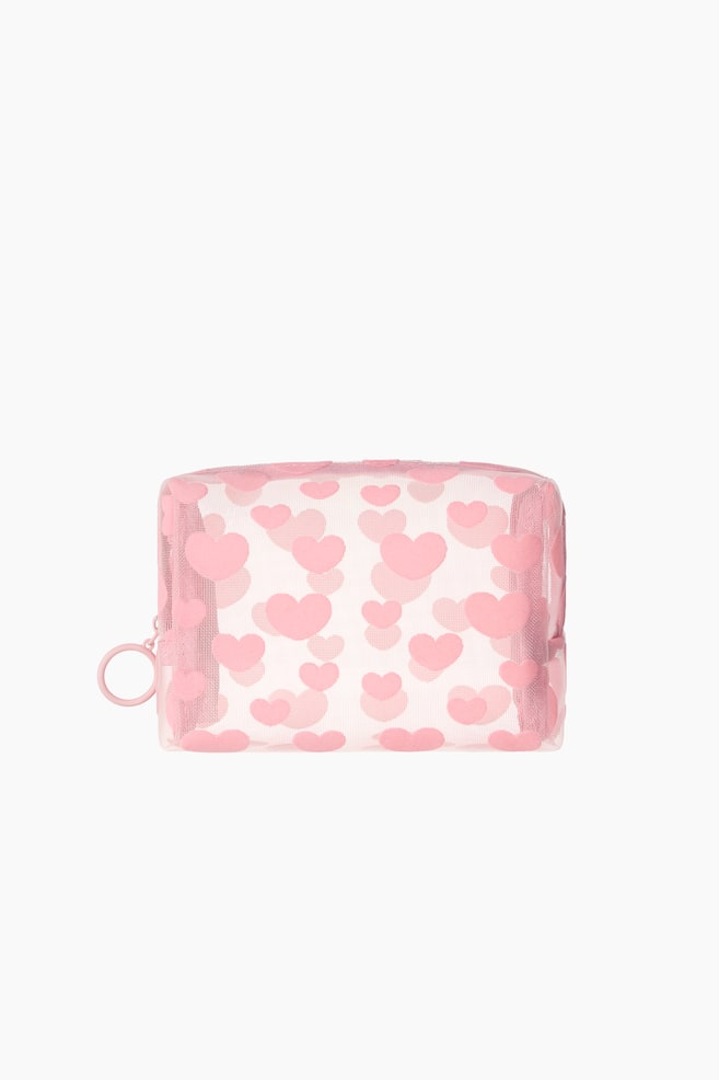 Quilted Makeup Bag - Light pink/hearts/Light yellow/Light blue - 1