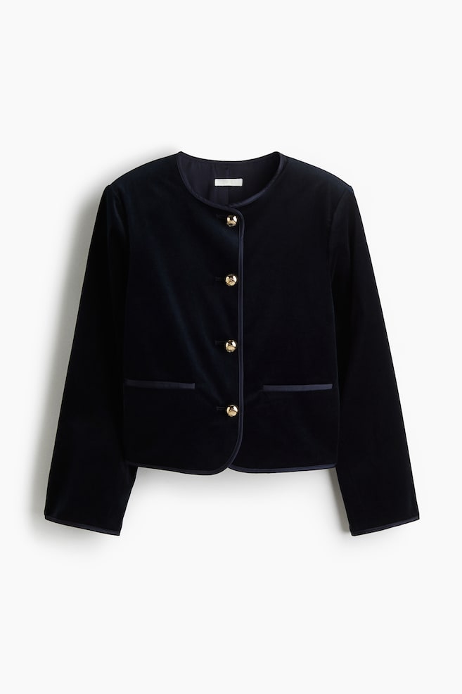 Velvet jacket - Navy blue - 1