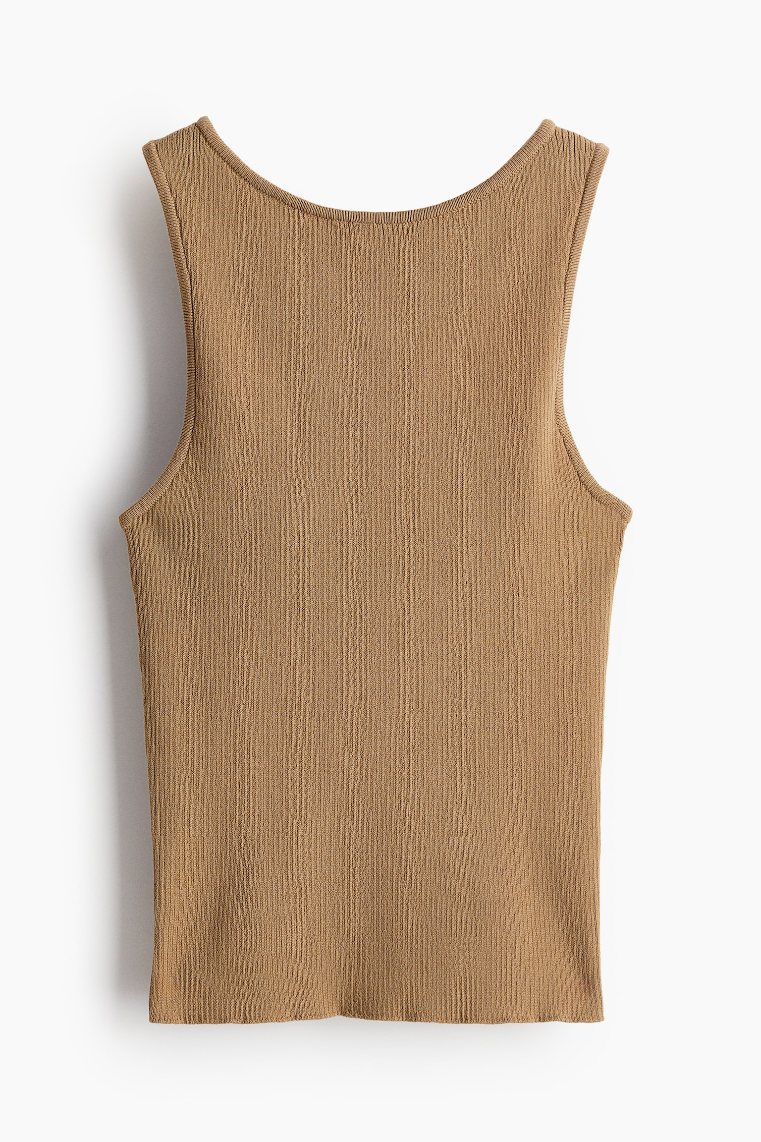 Rib Knit Cross Back Tank - Dark beige/Bright blue/Cream/Black/Khaki green - 2