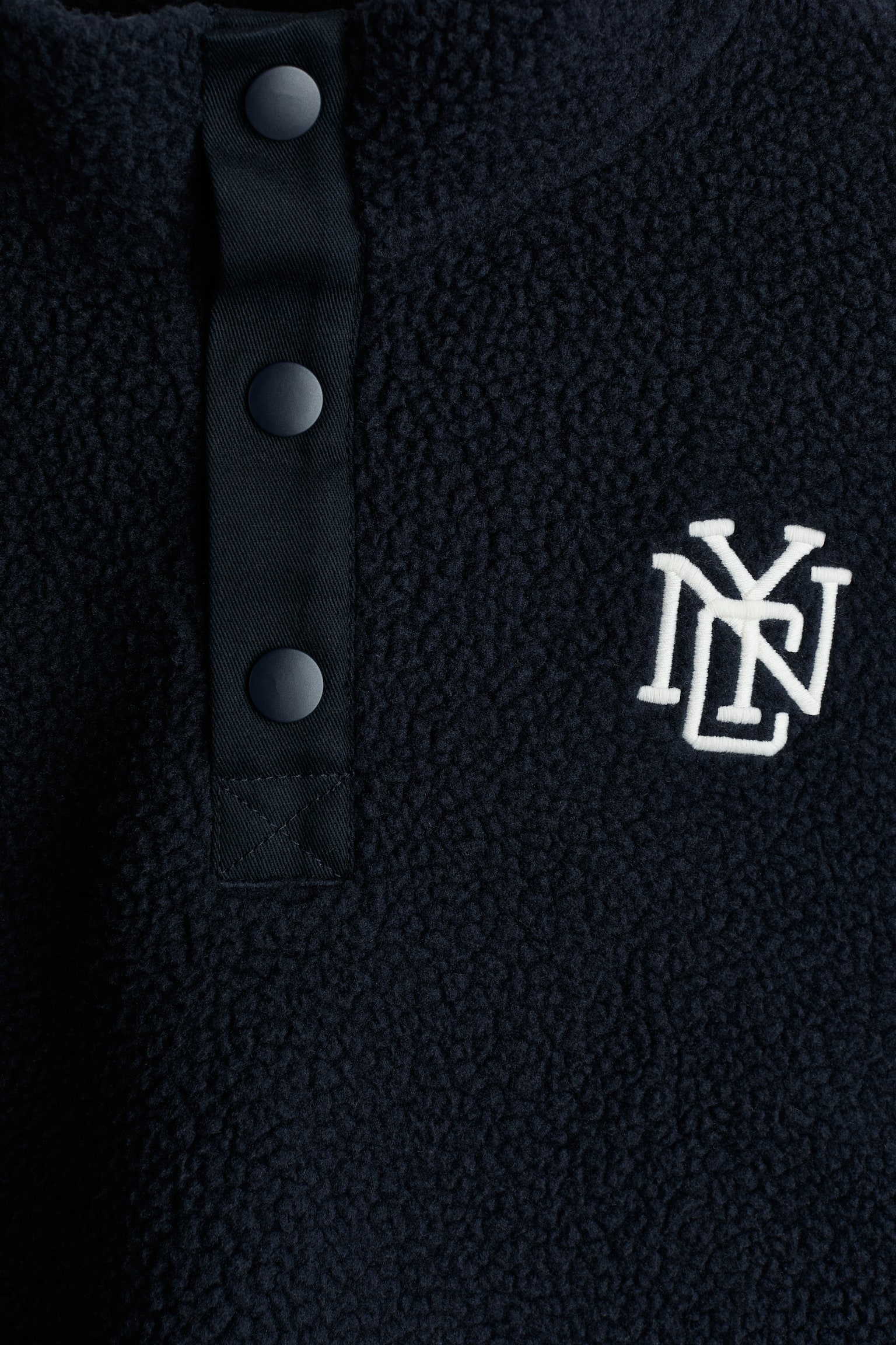 Детский свитшот H&M Embroidered-Detail Teddy Fleece, цвет: Тёмно-синий — фото 5