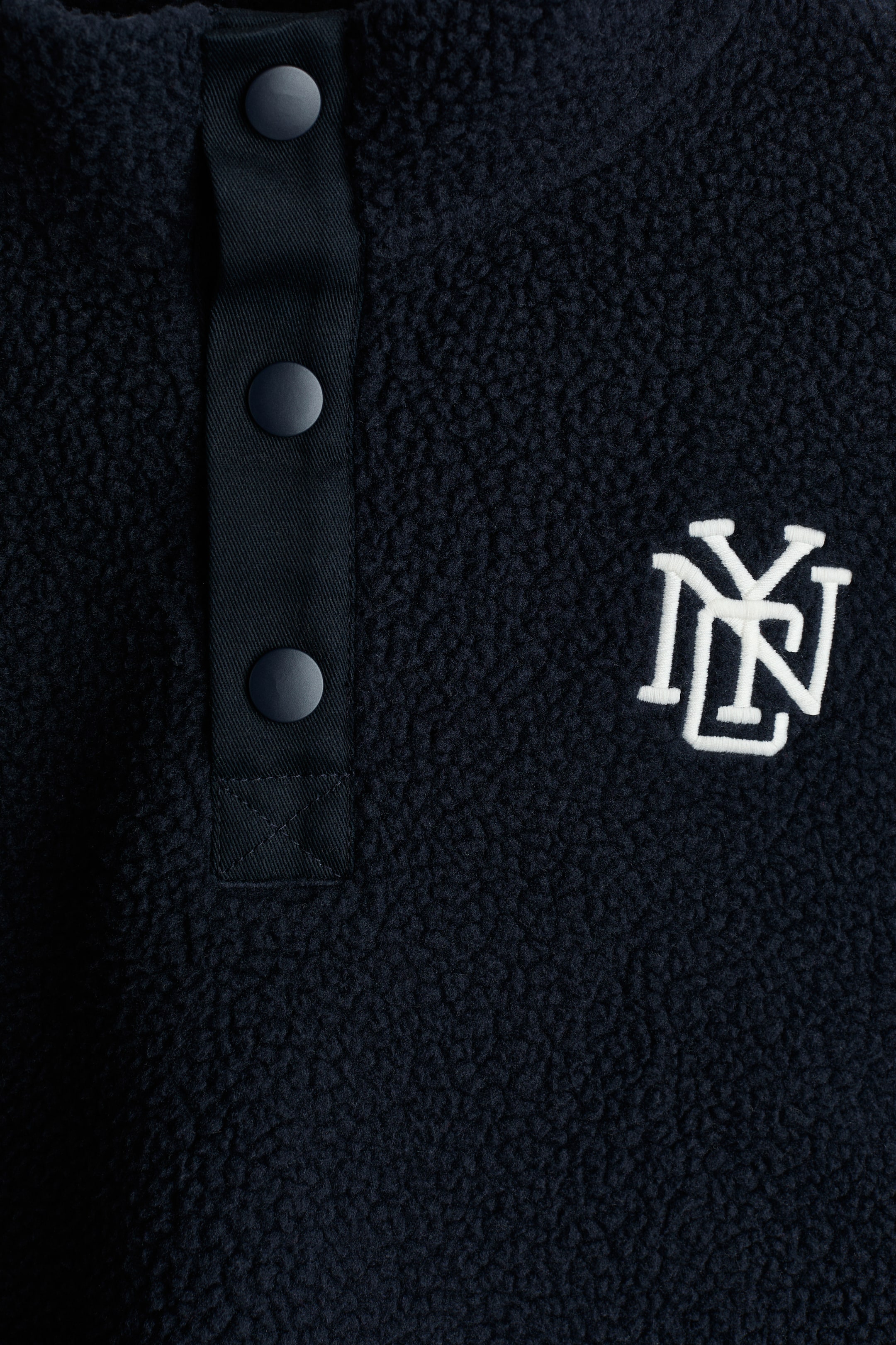 Embroidered-Detail Teddy Fleece Sweatshirt