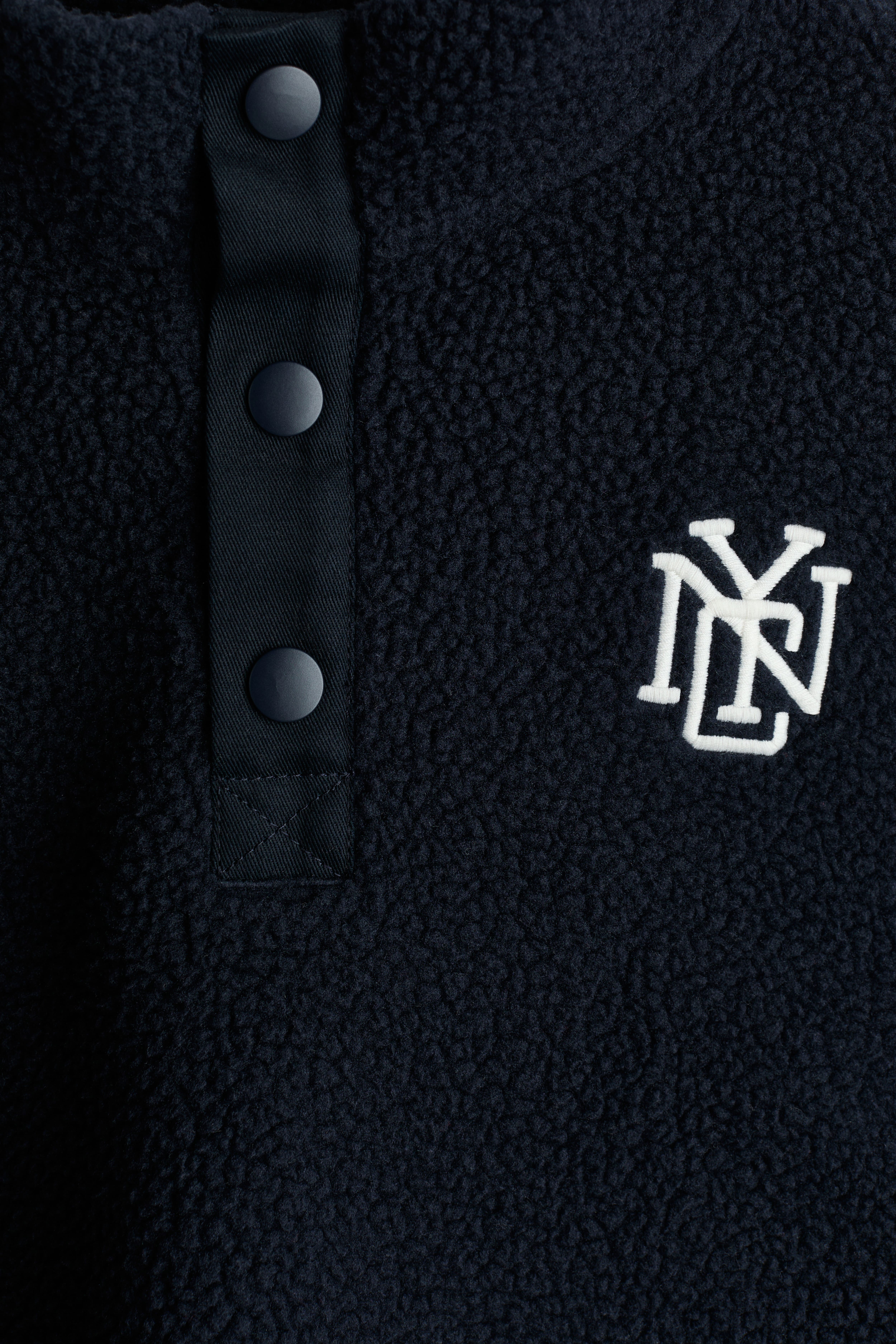 Embroidered-Detail Teddy Fleece Sweatshirt