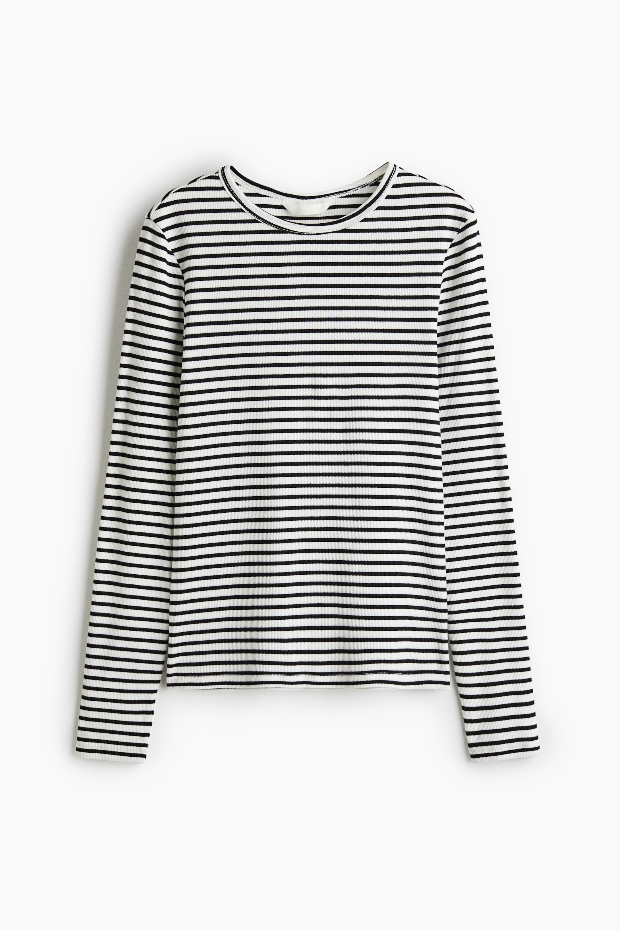 View larger image: Ribbed cotton top - Black/White striped - Ladies | H&M 1