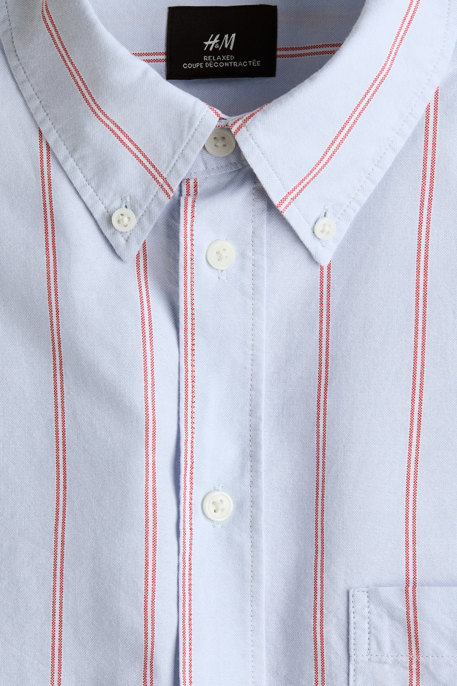 Relaxed Fit Short-sleeved Oxford shirt - Blue/Striped/Green/Striped/Dark green/Bright red/Dark blue/White - 2