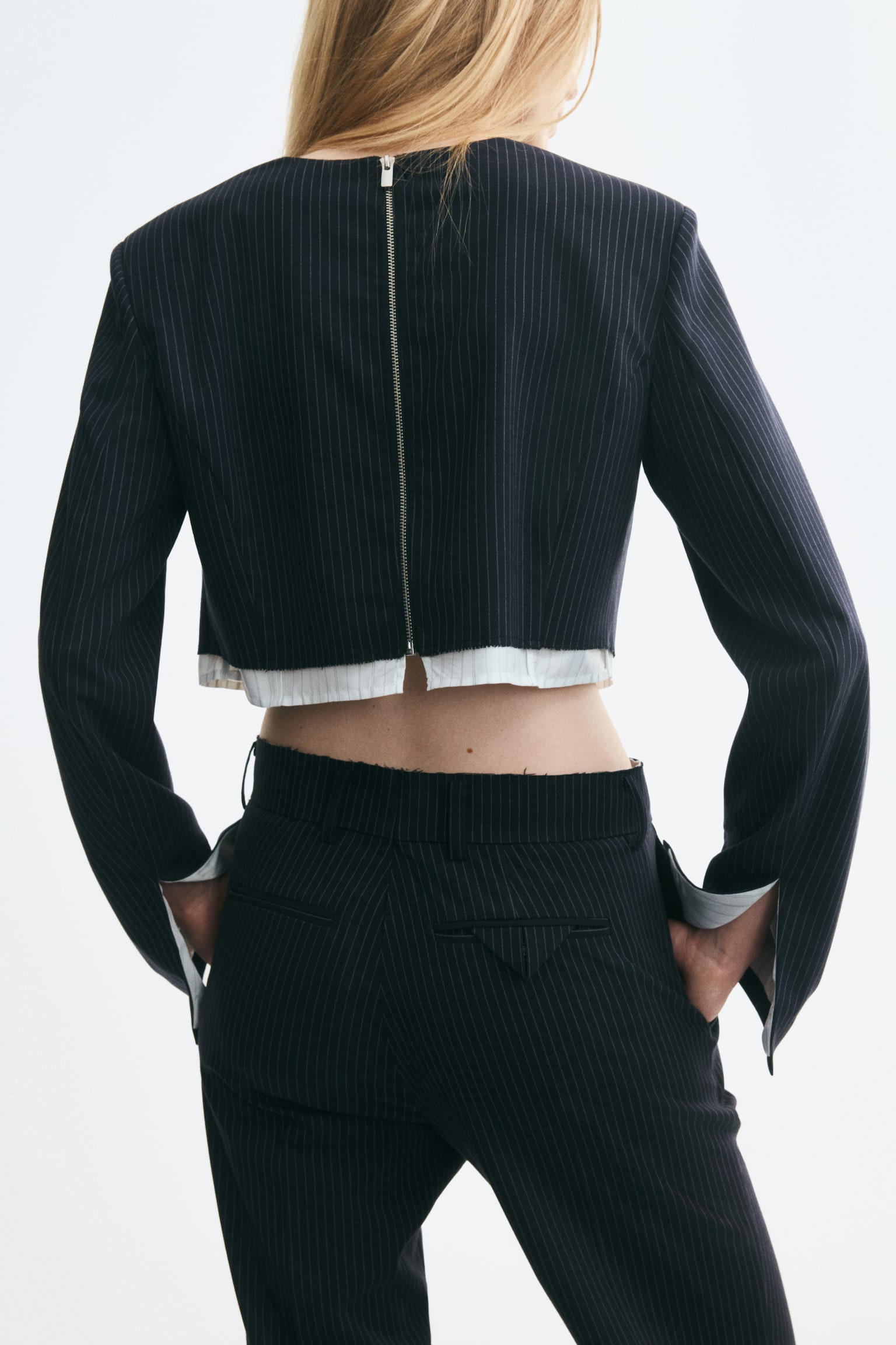 Женский топ H&M Layered Crop Top, цвет: Тёмно-синий — фото 5