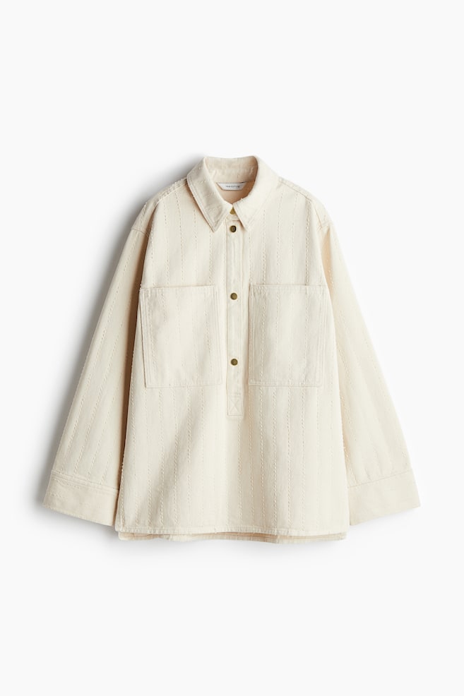Popover denim shirt - Cream - 1