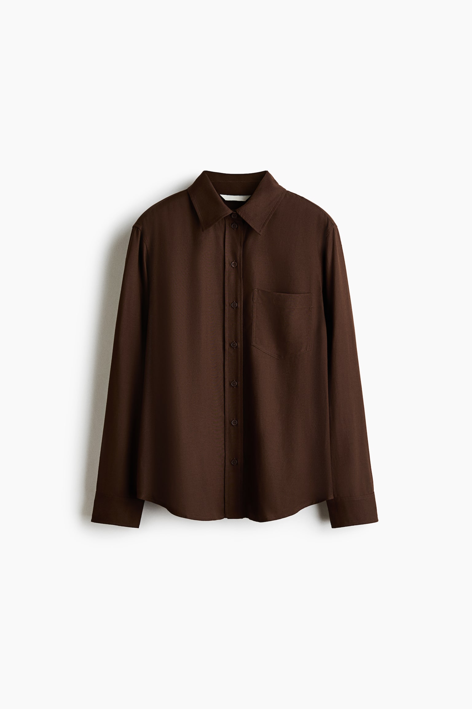 Linen-blend shirt - Dark brown/Bright blue - 1