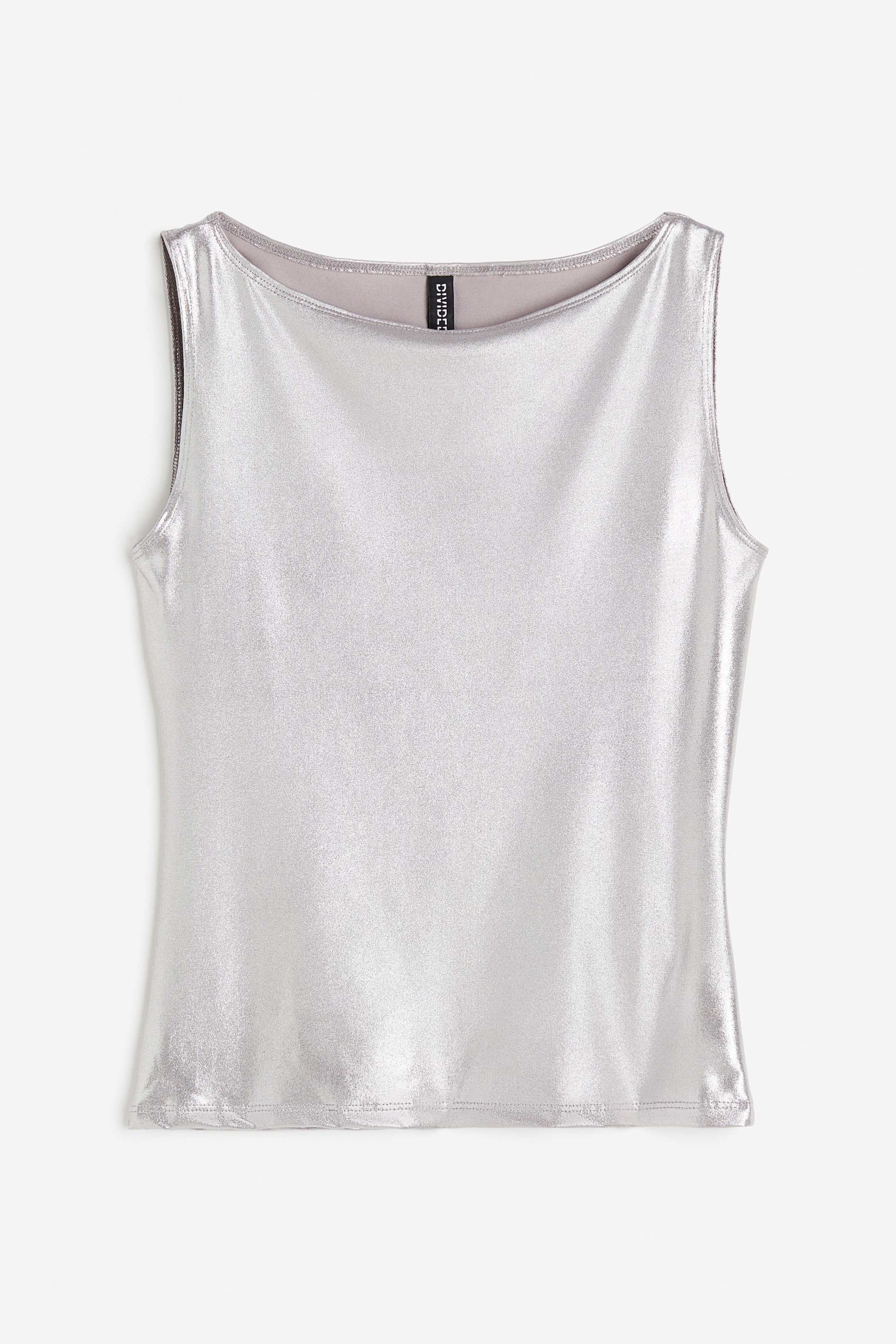 Büyük resmi görüntüle: Kayık Yakalı Kolsuz Üst - Gümüş rengi/Metalik - KADIN | H&M TR 1