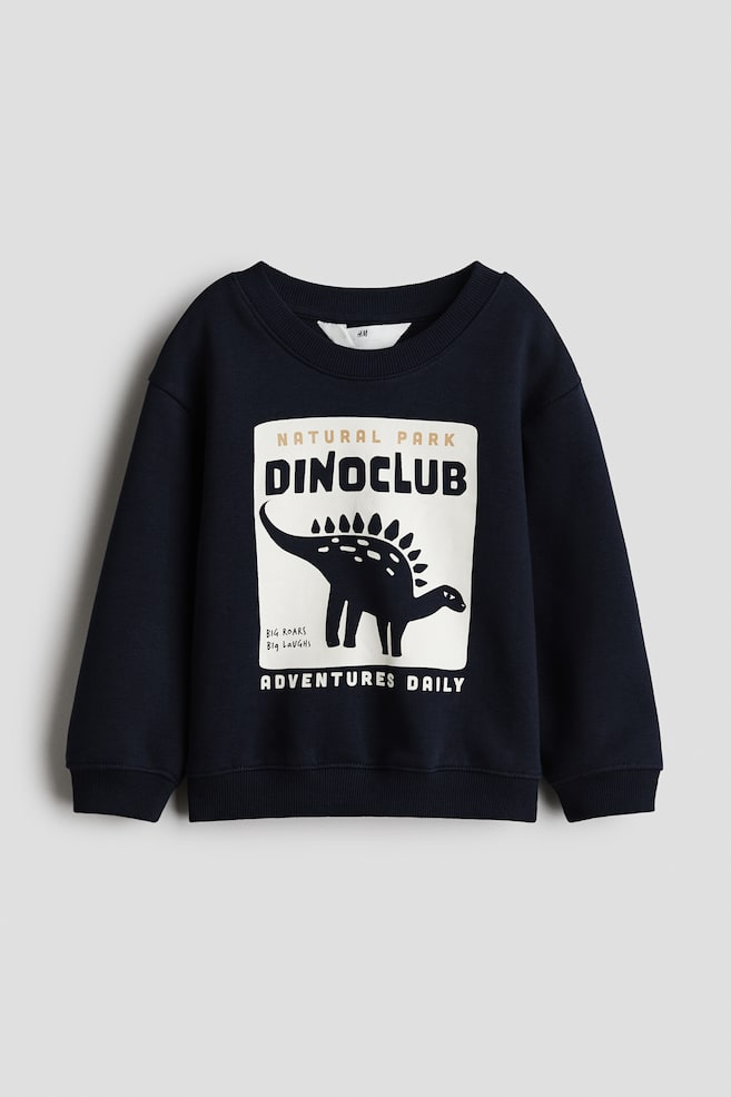 Printed Sweatshirt - Navy blue/dinosaur/Beige/Tigers/Blue/robot/Light turquoise/Little Brother/Black/NASA/Light beige/dinosaurs/Beige/dump truck - 1