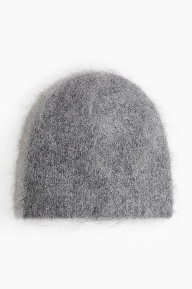 Beanie aus Mohairmix - Graumeliert/Dunkelbraun/Greige/Cremefarben/Dunkelbeige - 1