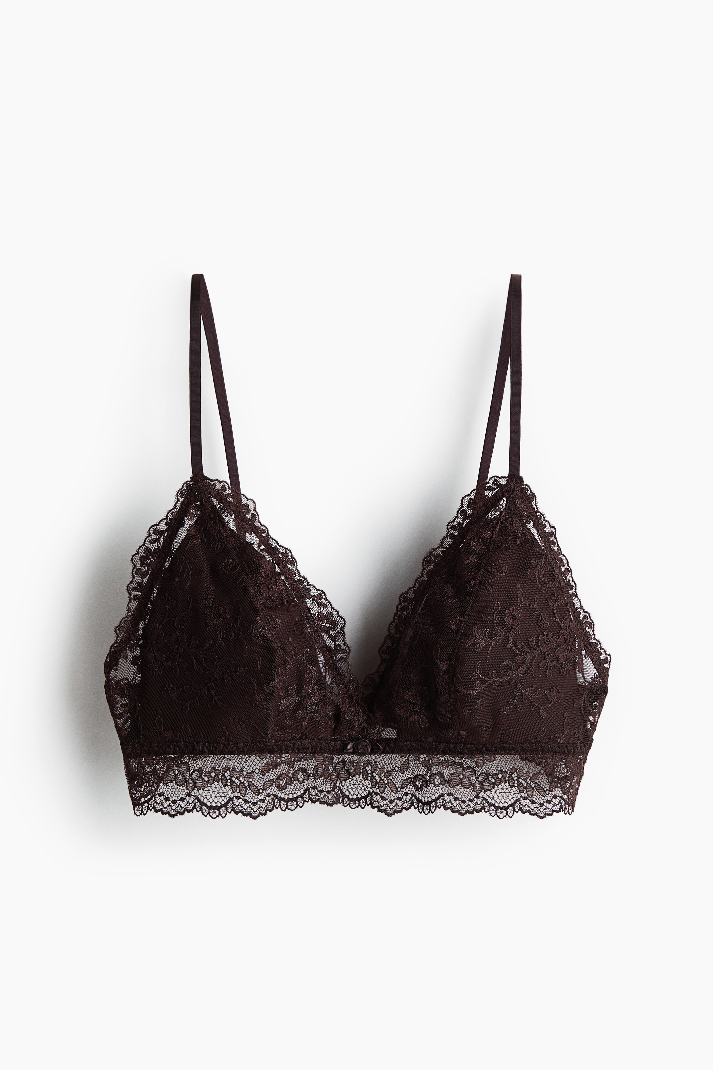 Padded Embroidered Soft Cup Bra - Dark brown/Powder pink/White