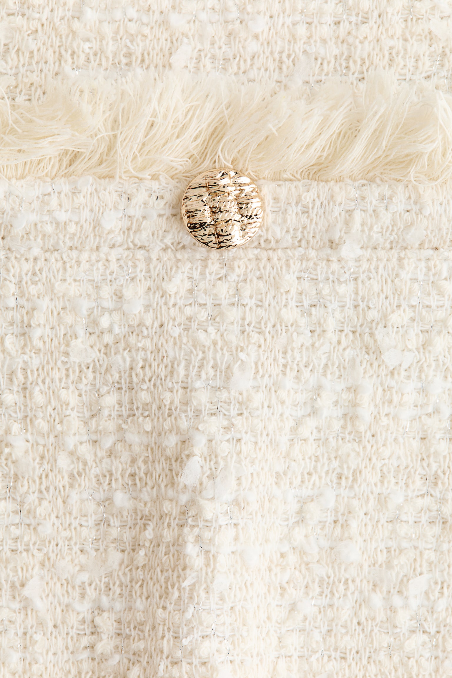 Женское платье H&M Fringed Bouclé-Knit, цвет: Кремовый — фото 6