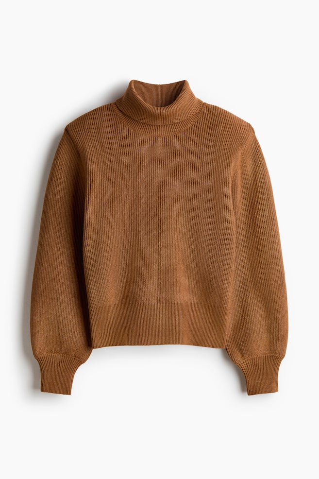 Pullover mit Schulterpolstern - Braun/Cremefarben - 1
