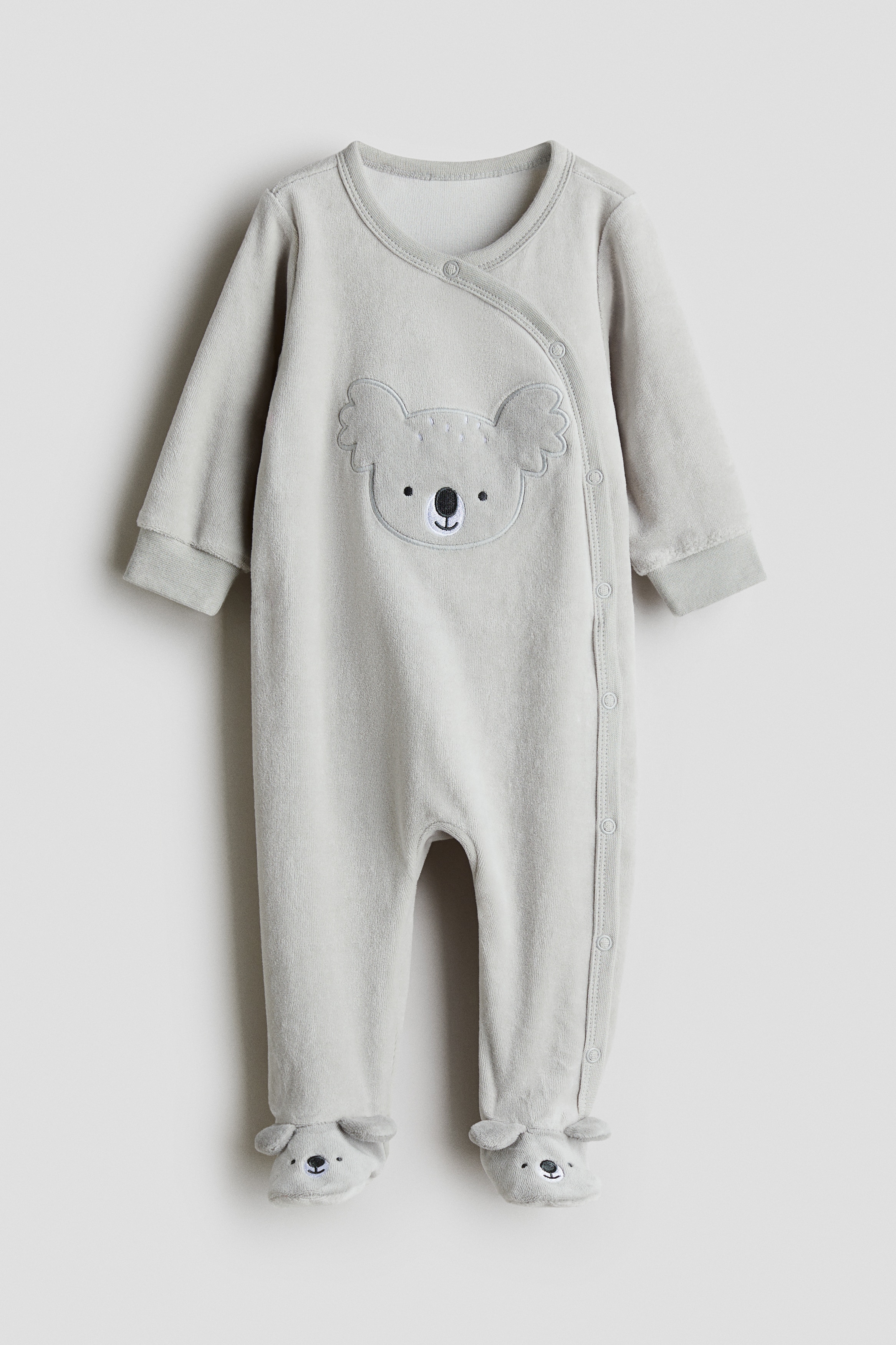 Bébé - Pyjama en velours avec pieds Gris clair/koala - Size: 86 (12-18M)  - H&M