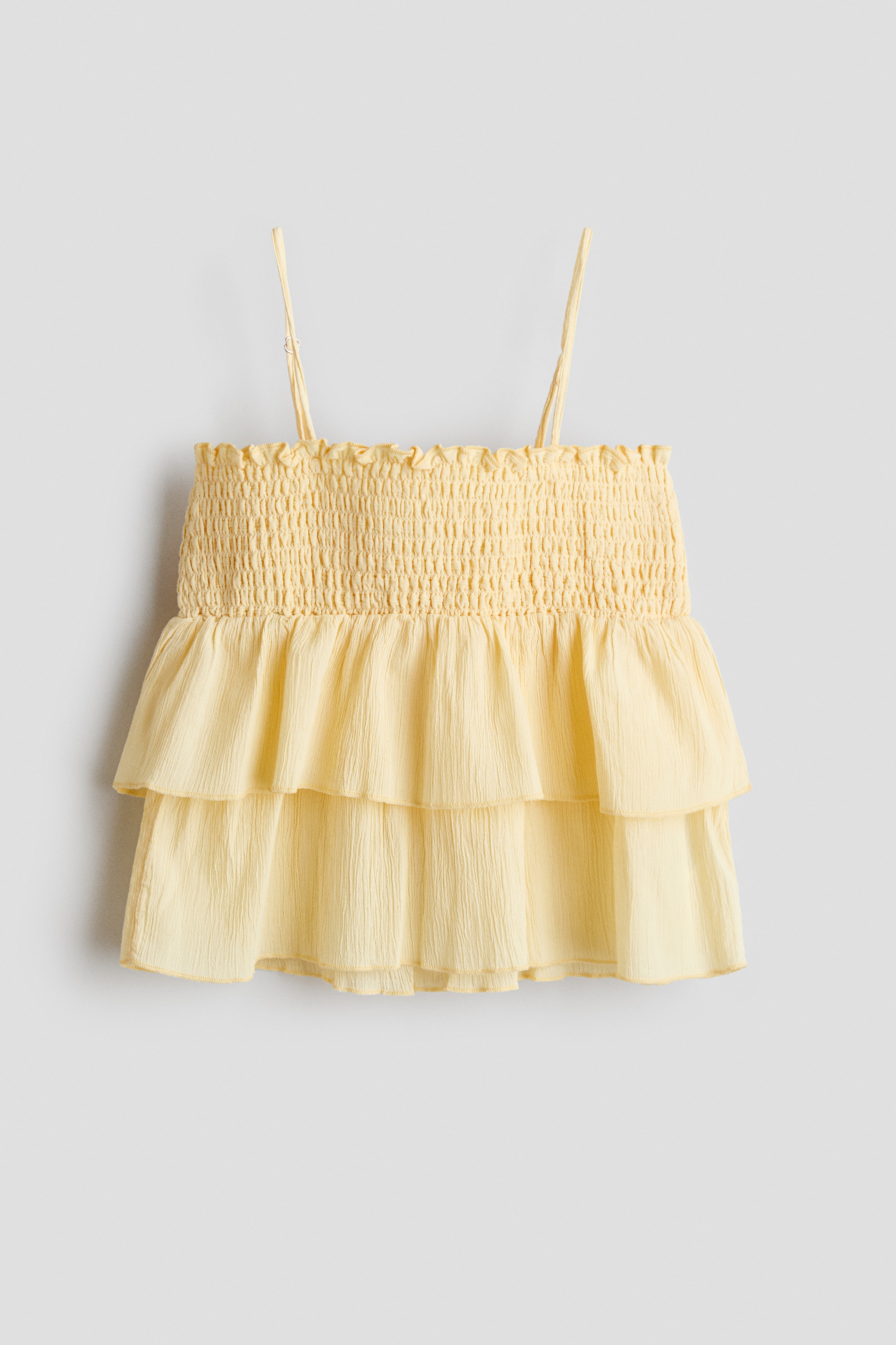 Tiered Cotton Top-Light yellow