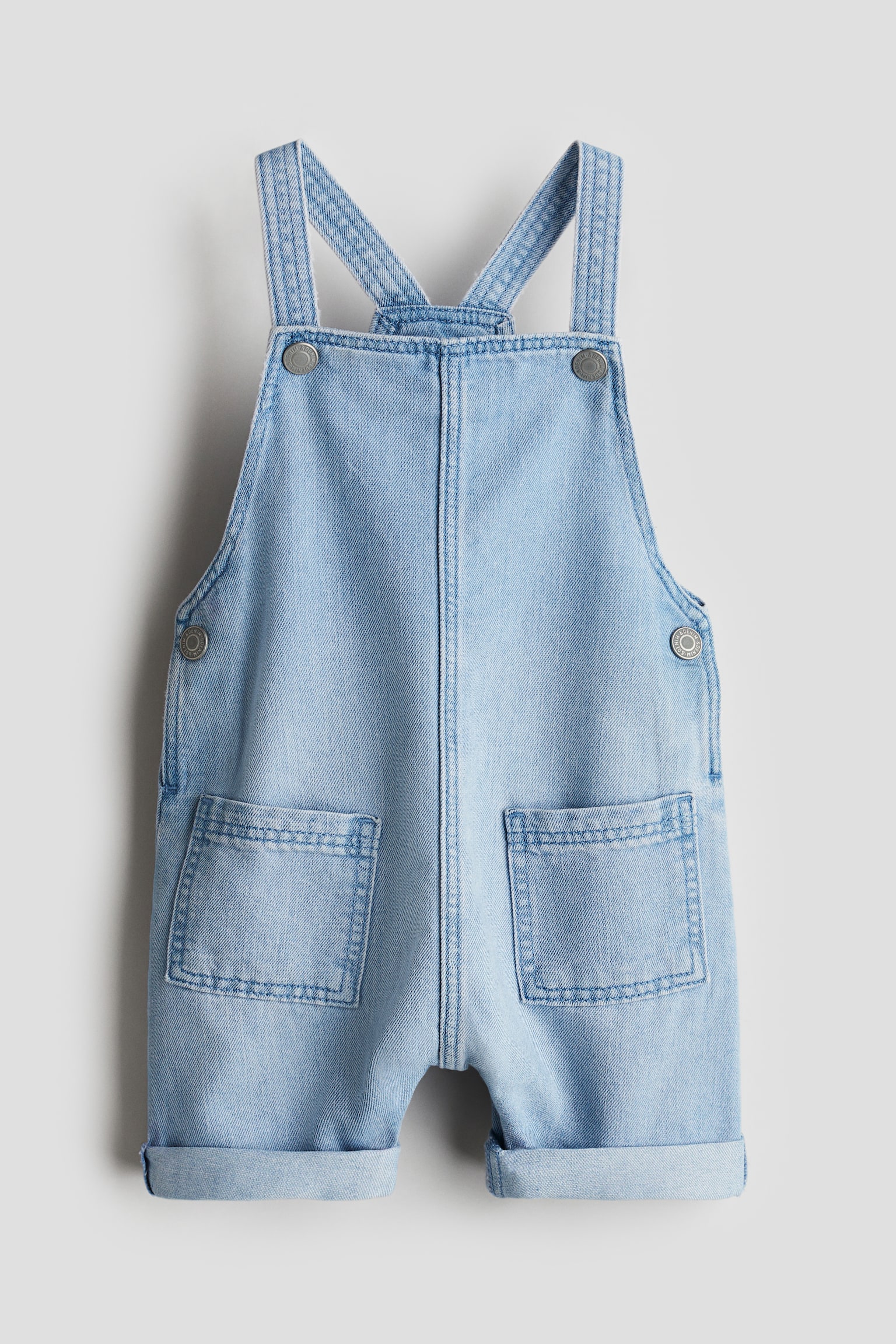 Denim Dungaree Shorts - Light denim blue - 1