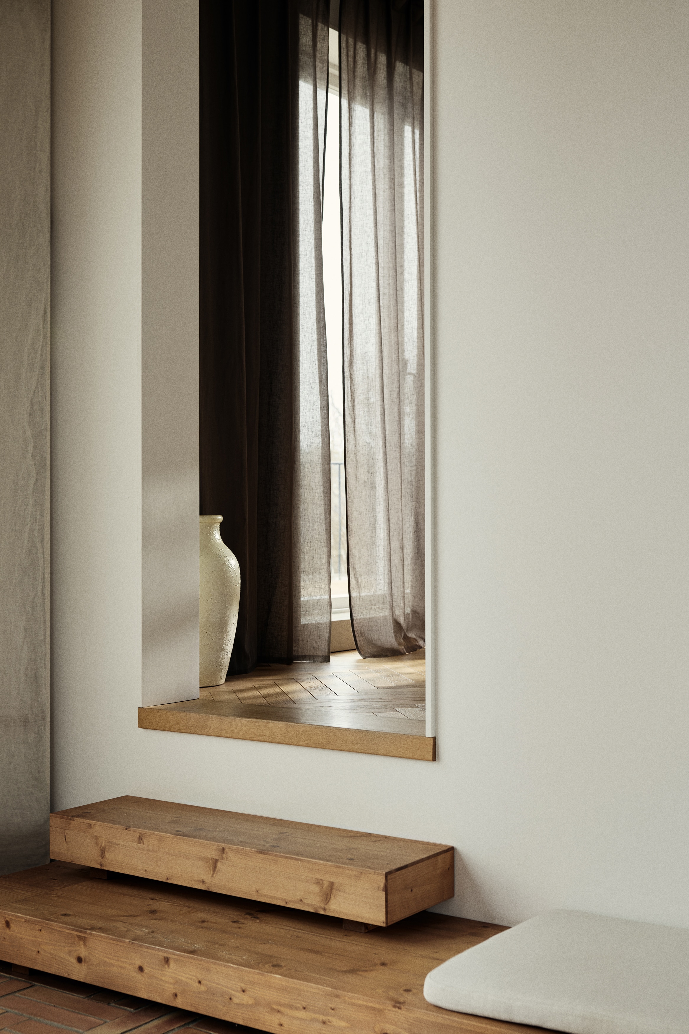 Tende lunghe in misto lino 2 pezzi - Talpa/Beige/Bianco/Beige