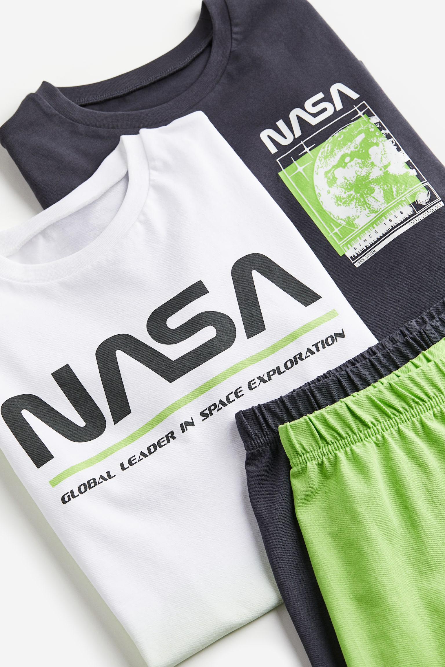 2-pack jersey pyjamas - Lime green/NASA/White/Game controller - 2