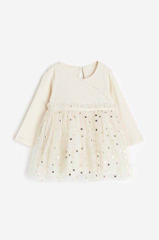 Tulle skirt dress - Cream/Spotted/Light dusty beige/Hearts/Dusty pink - 1