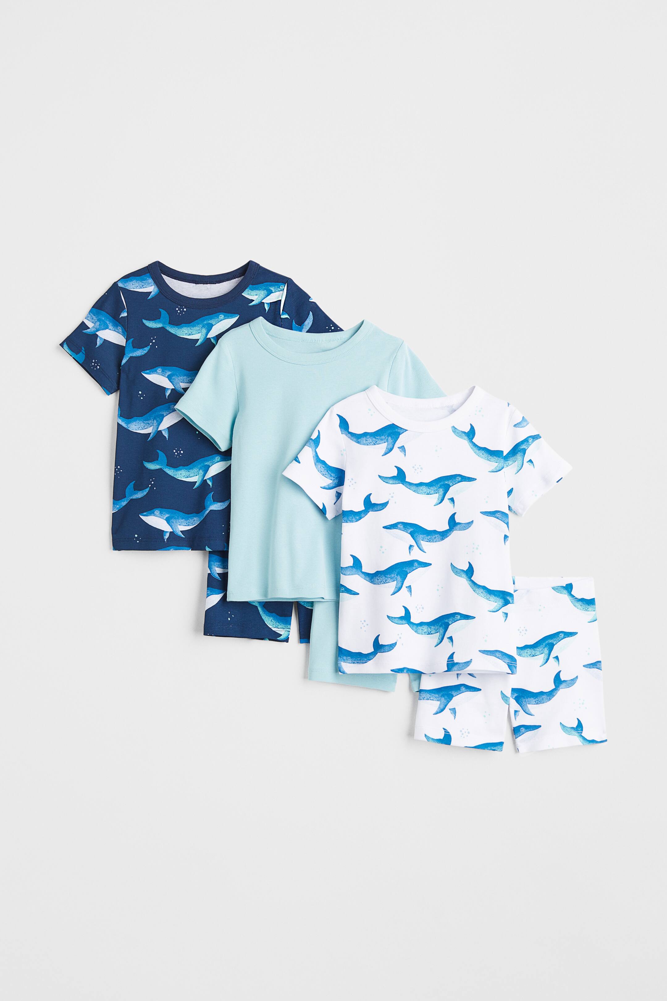 View larger image: 3-pack cotton pyjamas - Dark blue/Whales - Kids | H&M 1