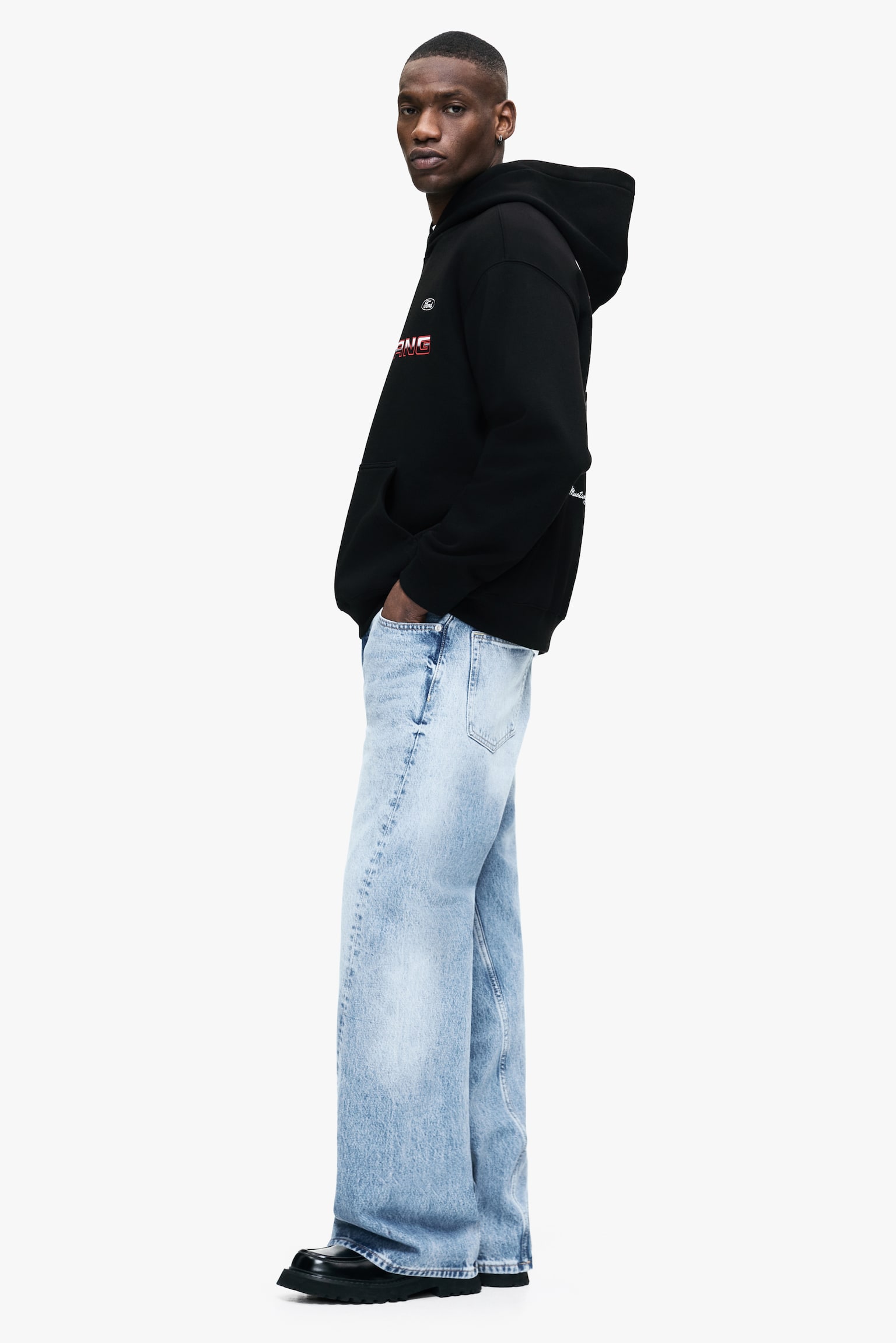 Мужское худи H&M Loose Fit, цвет: Чёрный / Ford — фото 5
