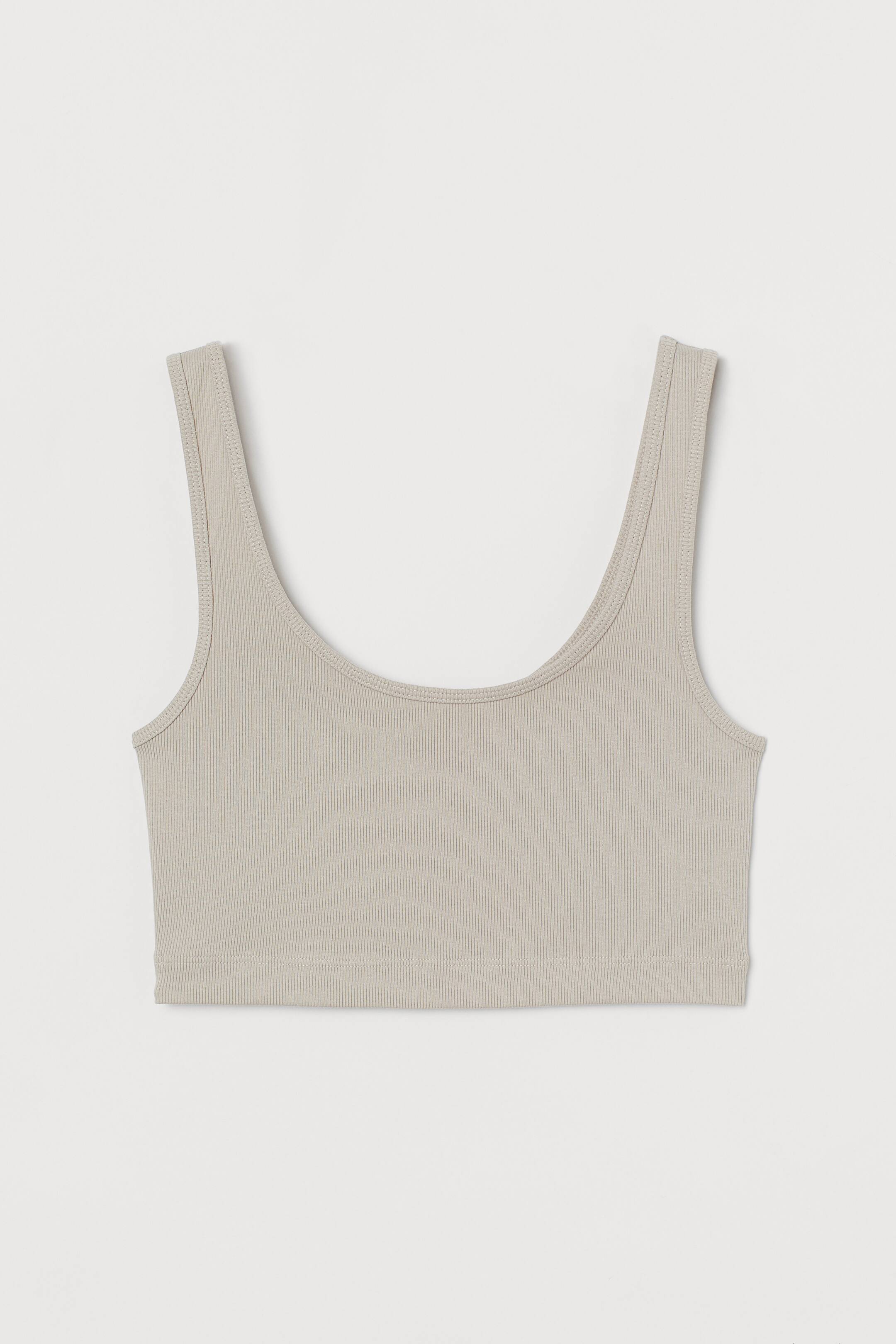 View larger image: Cotton crop top - Light beige - Ladies | H&M 1