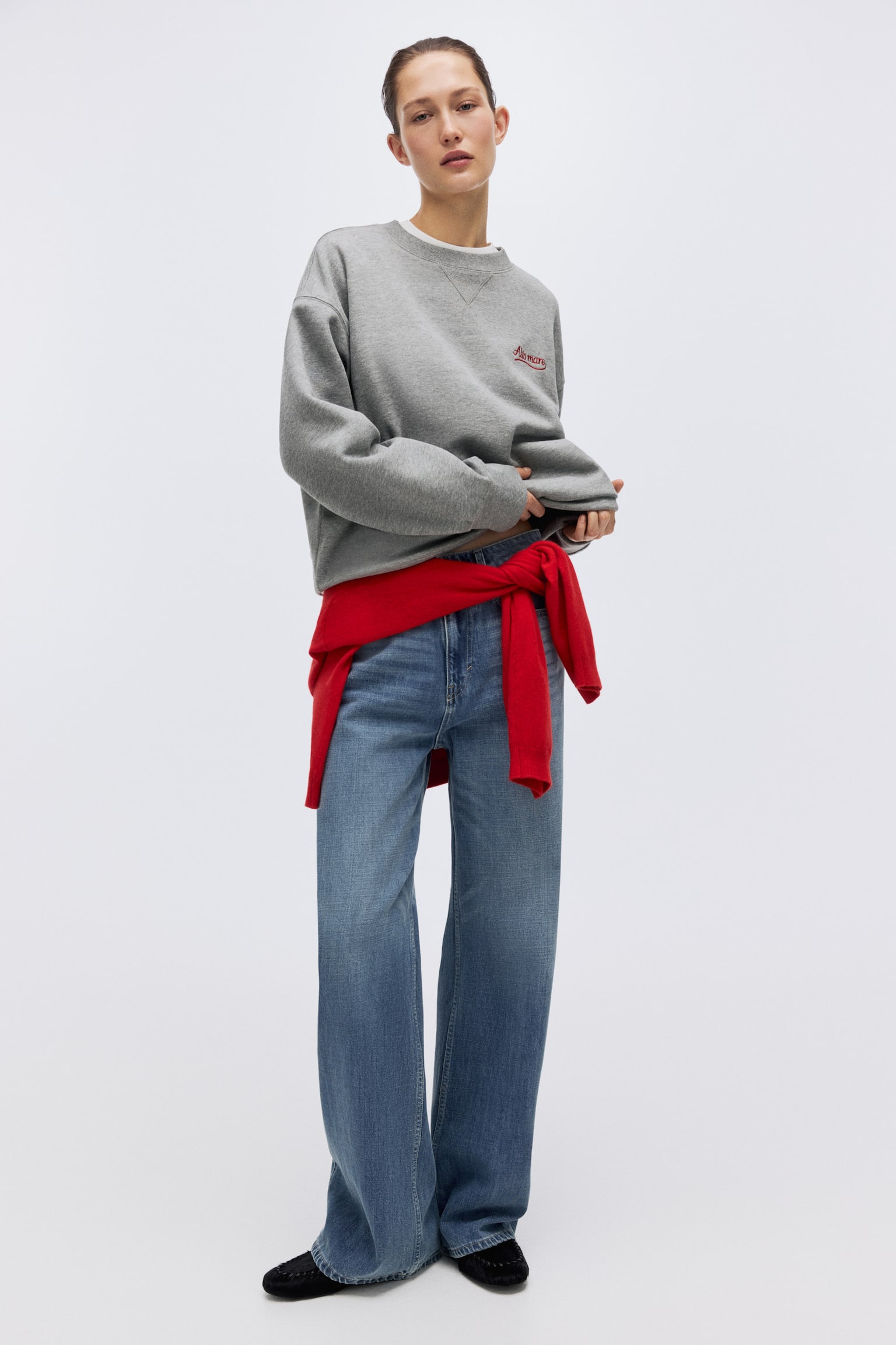 Motif Detaylı Sweatshirt - Gri kırçıllı/Alto Mare/Koyu yeşil/Chicago/Bej/Atelier - 1