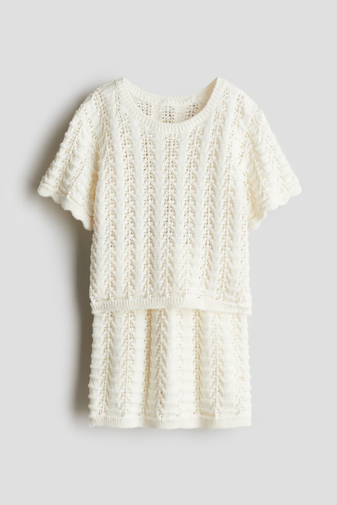 Ensemble 2 pièces en maille pointelle - Crème - 1